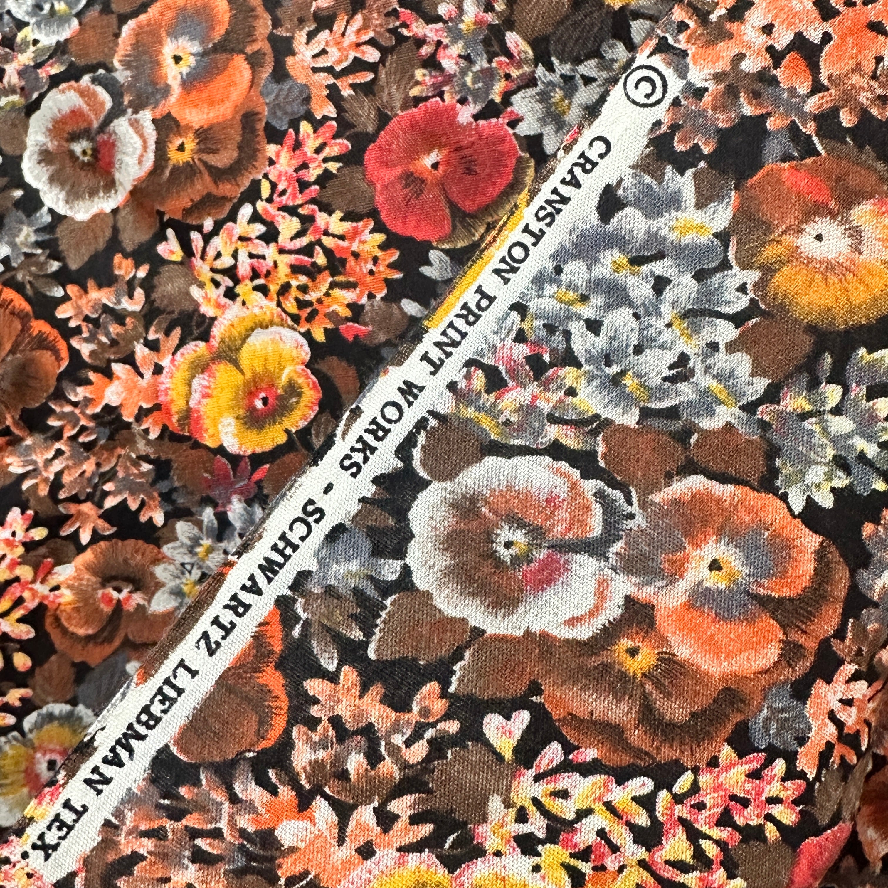 300cms Cranston Print Schwartz Liebman Brown Floral Fabric