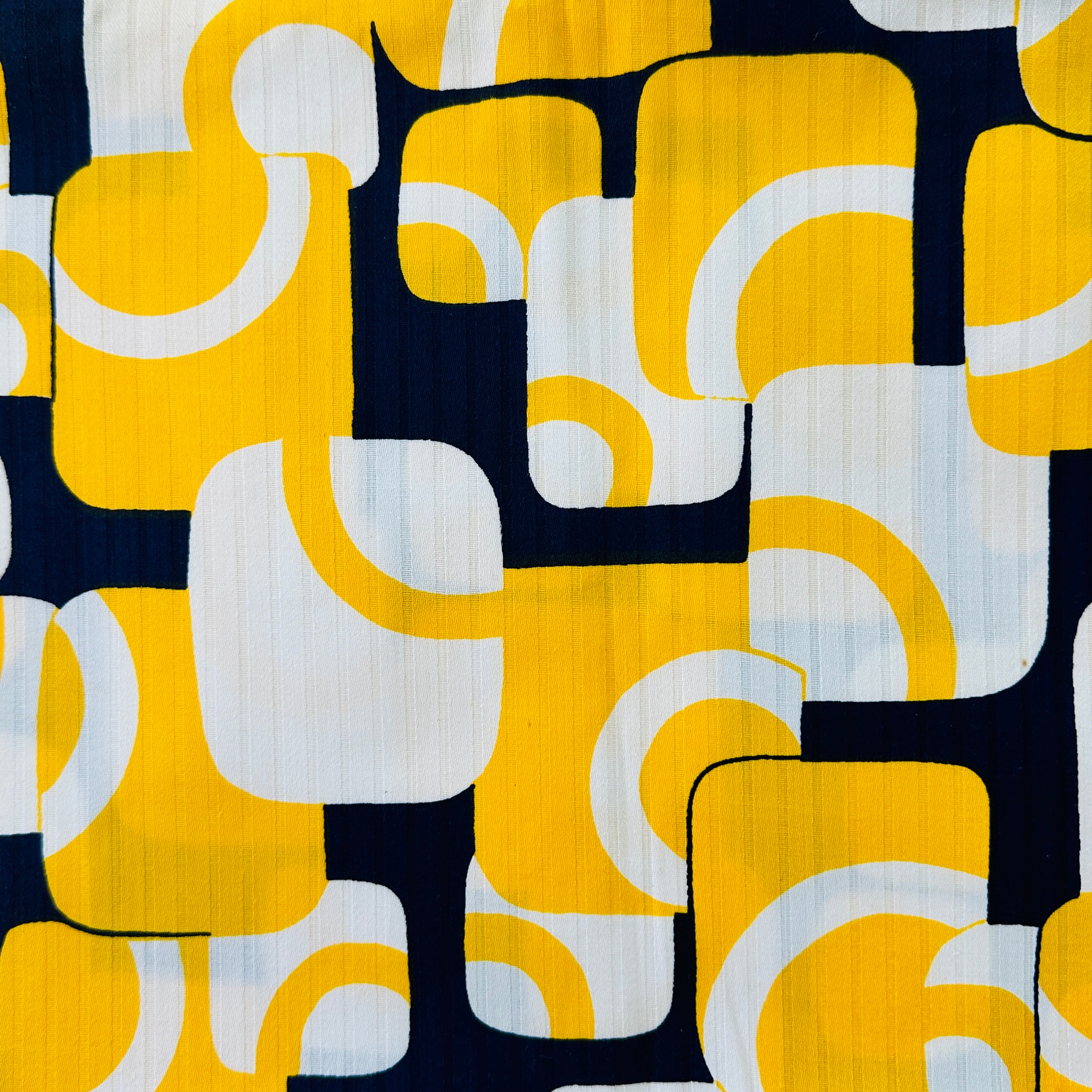 200cms FAB Funky Bright Yellow & Blue Ribbed Fabric