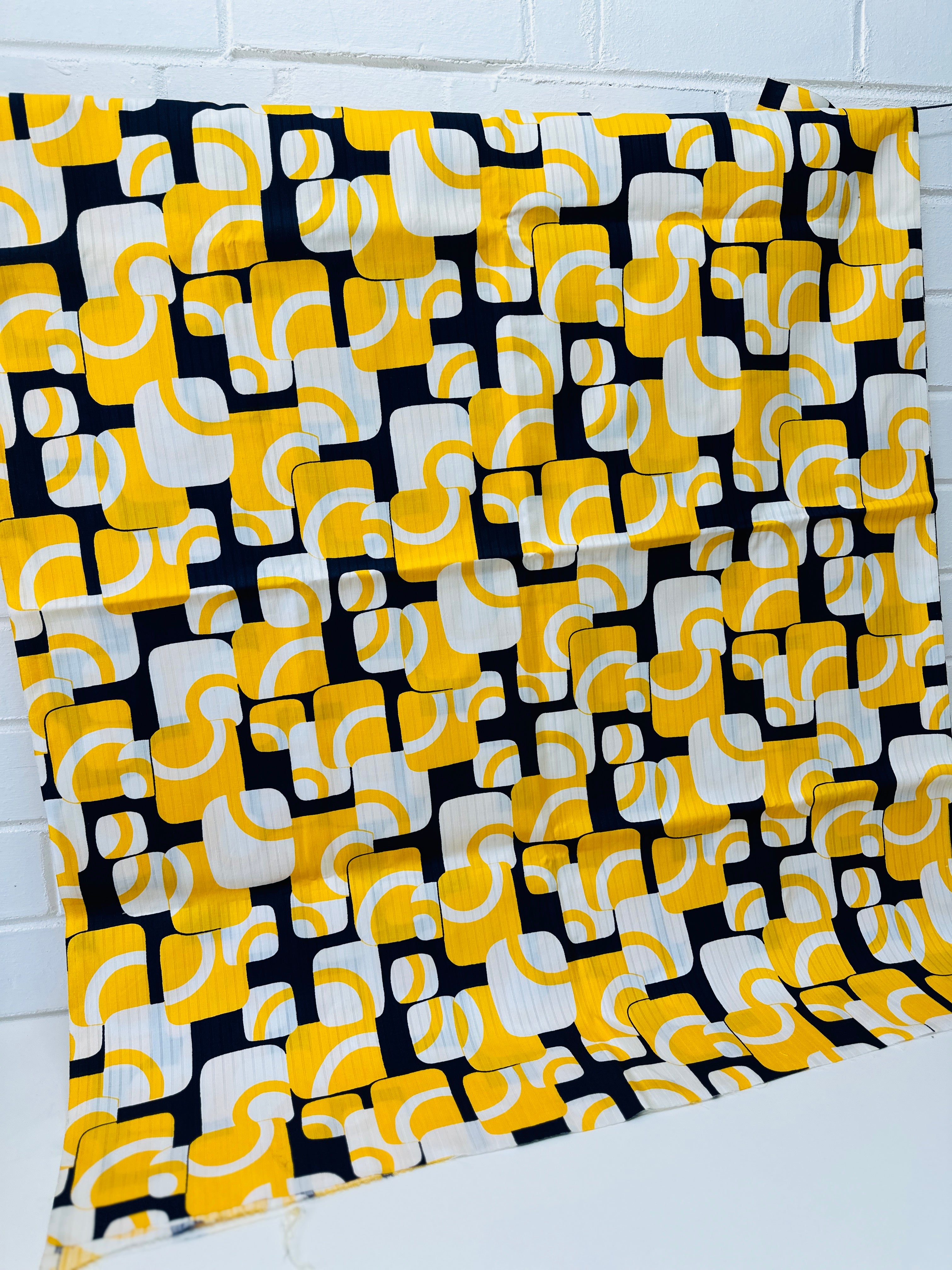 200cms FAB Funky Bright Yellow & Blue Ribbed Fabric