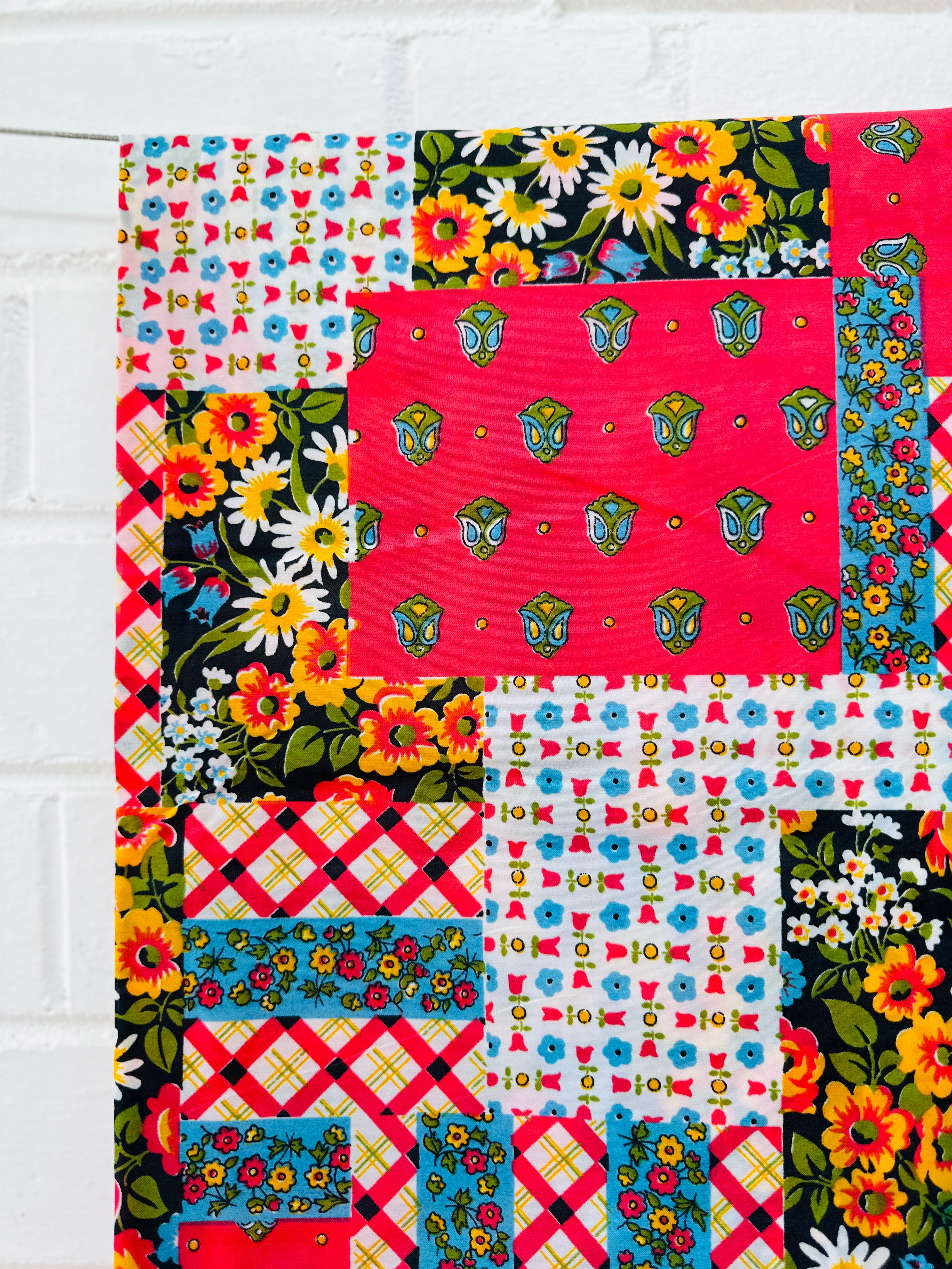 180cms wide by 200cms Pretty Fun Floral Patchwork Fabric