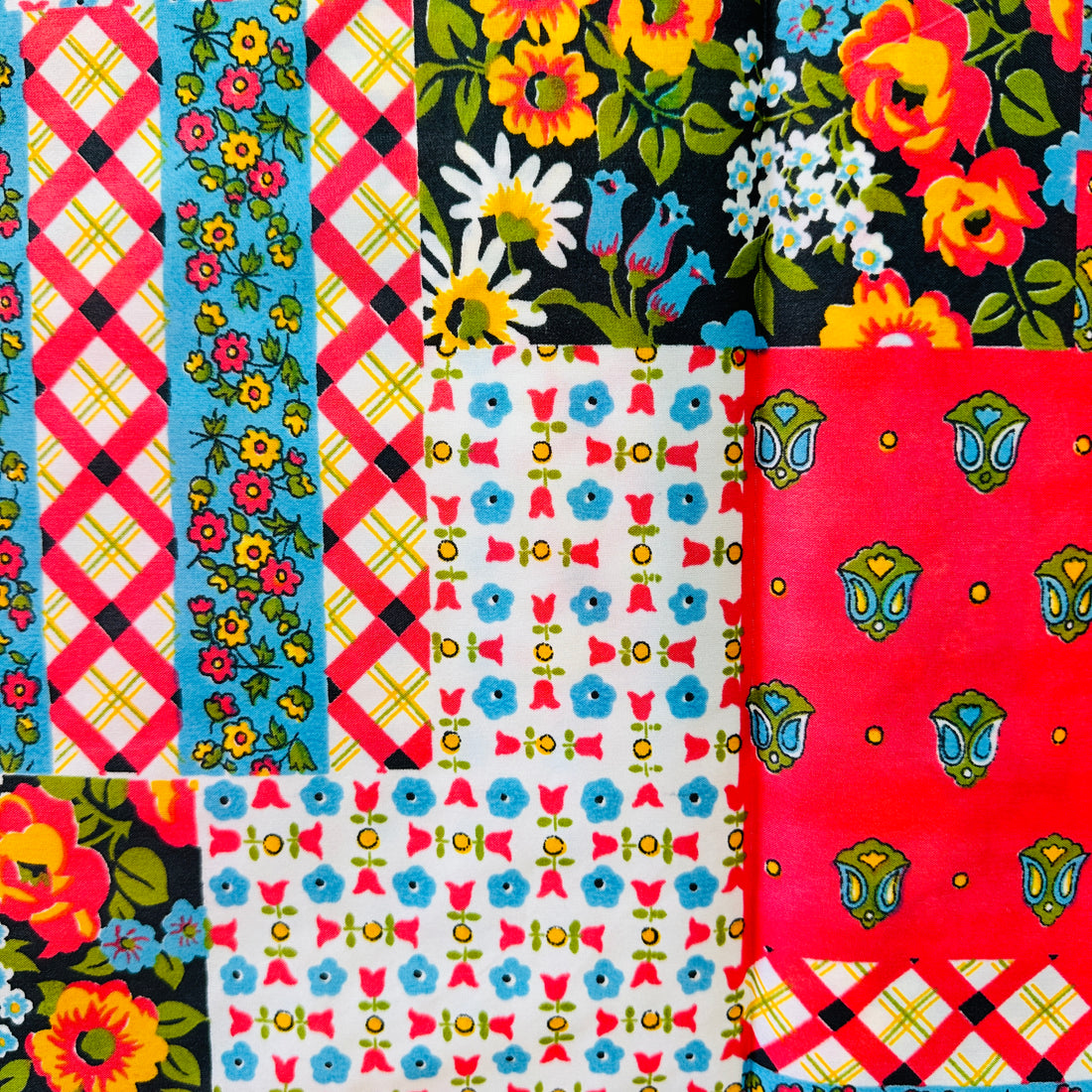 180cms wide by 200cms Pretty Fun Floral Patchwork Fabric