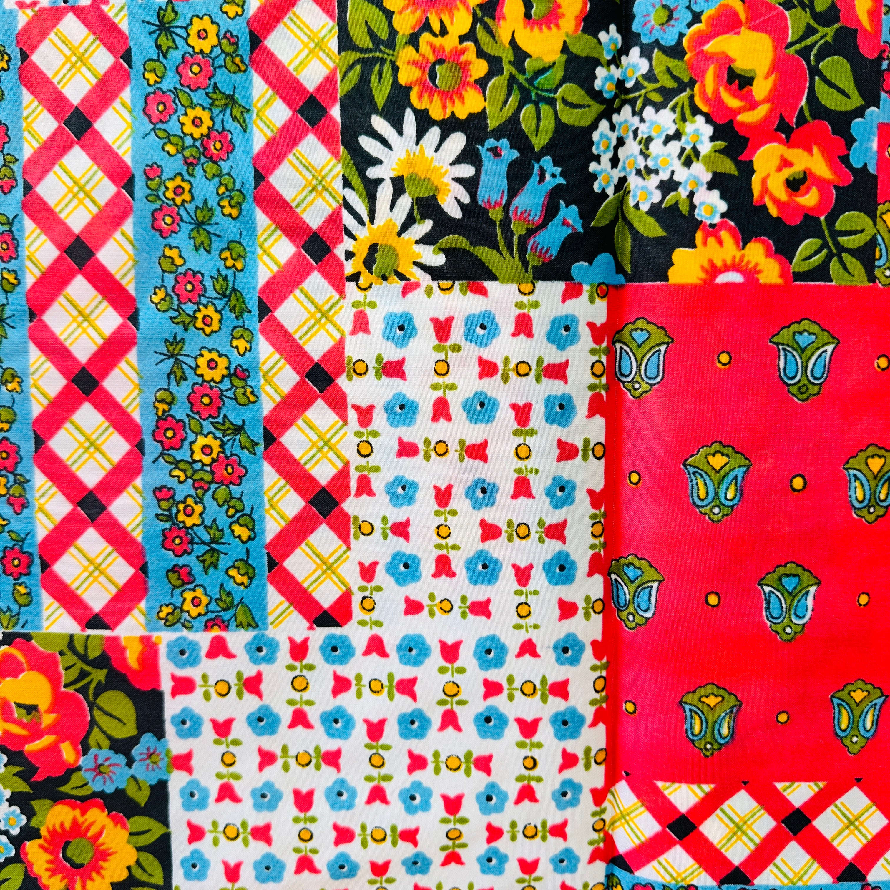 180cms wide by 200cms Pretty Fun Floral Patchwork Fabric