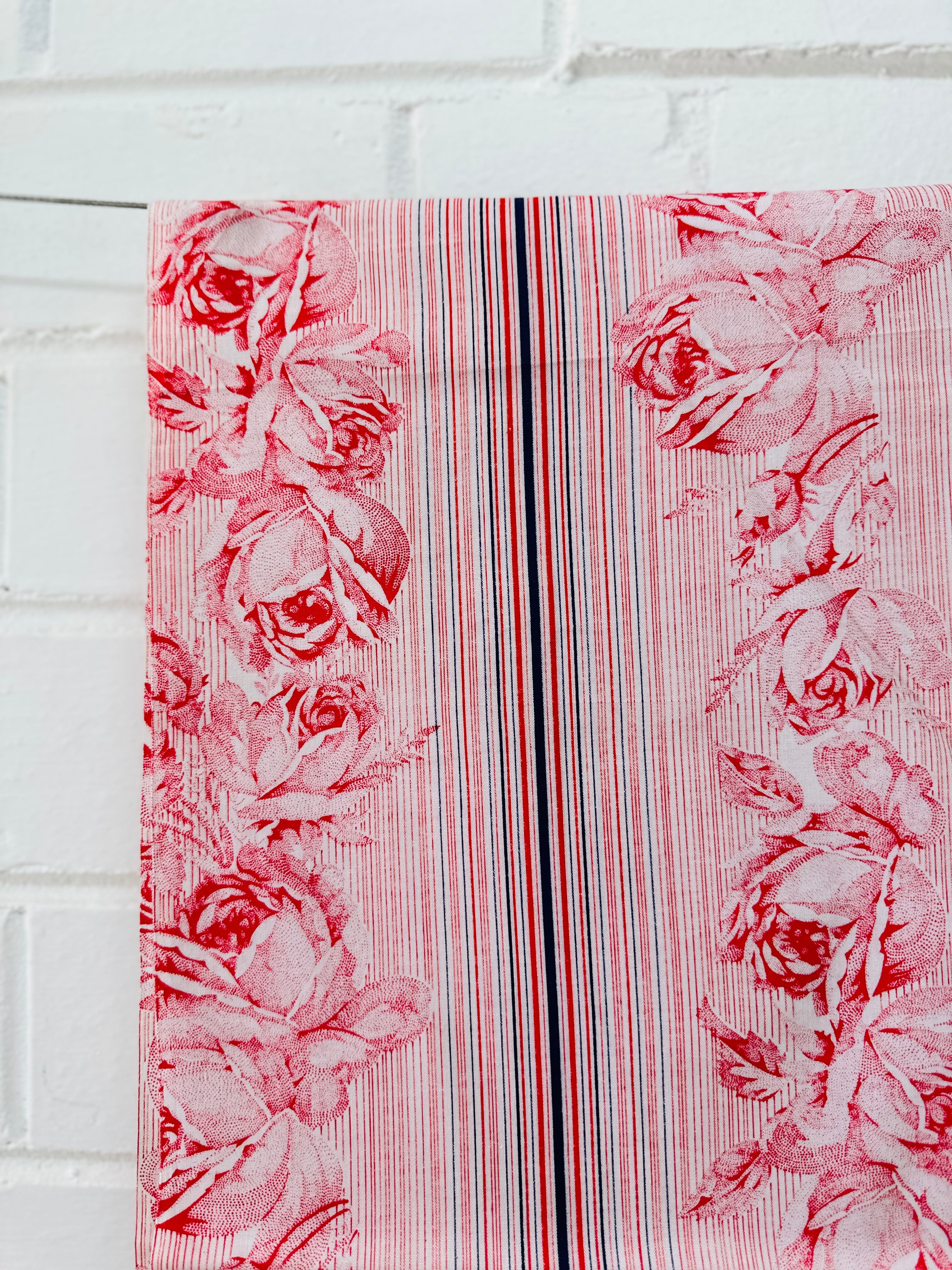 200cms Vintage Cotton Roses & Stripes