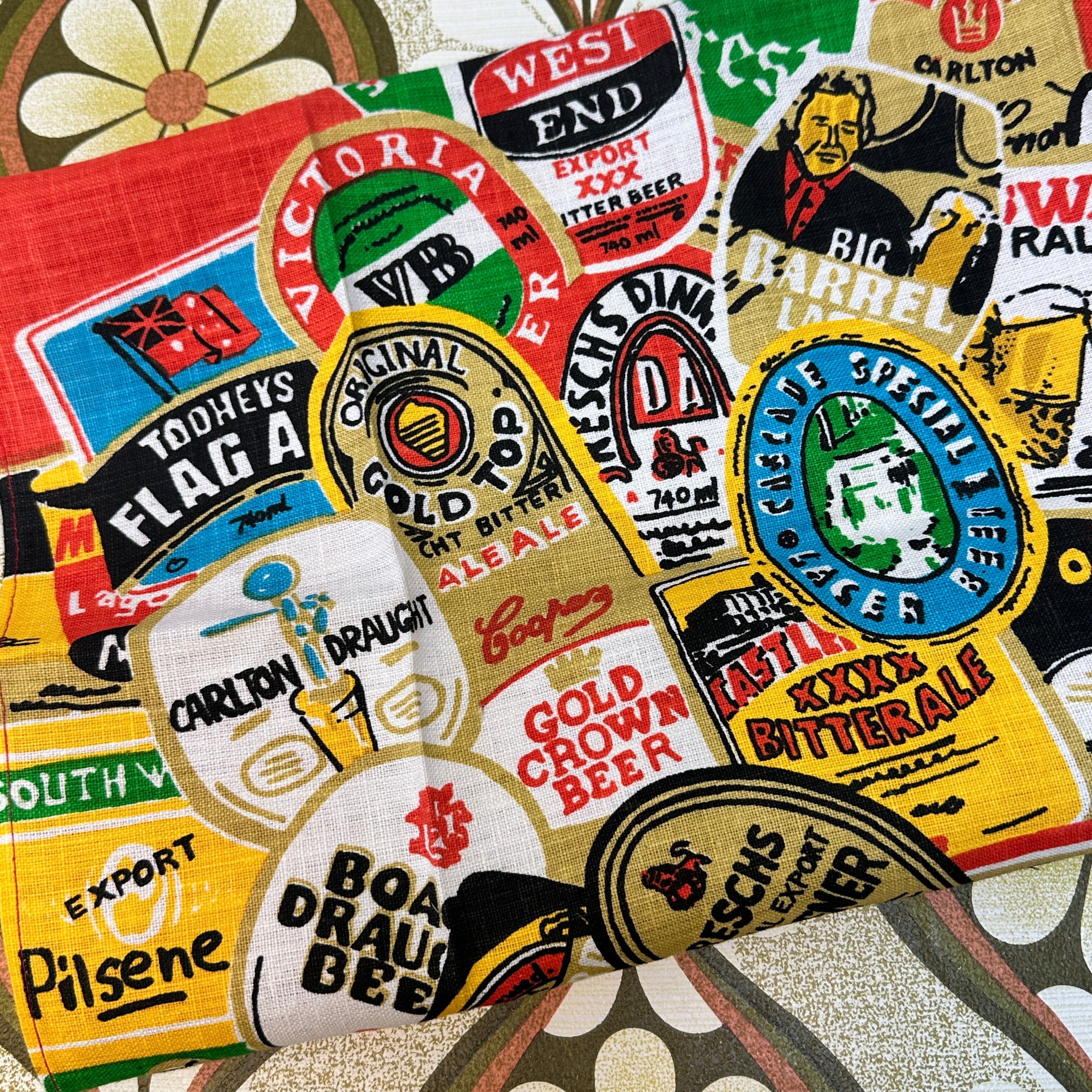 BEER Vintage LINEN Retro Tea Towel