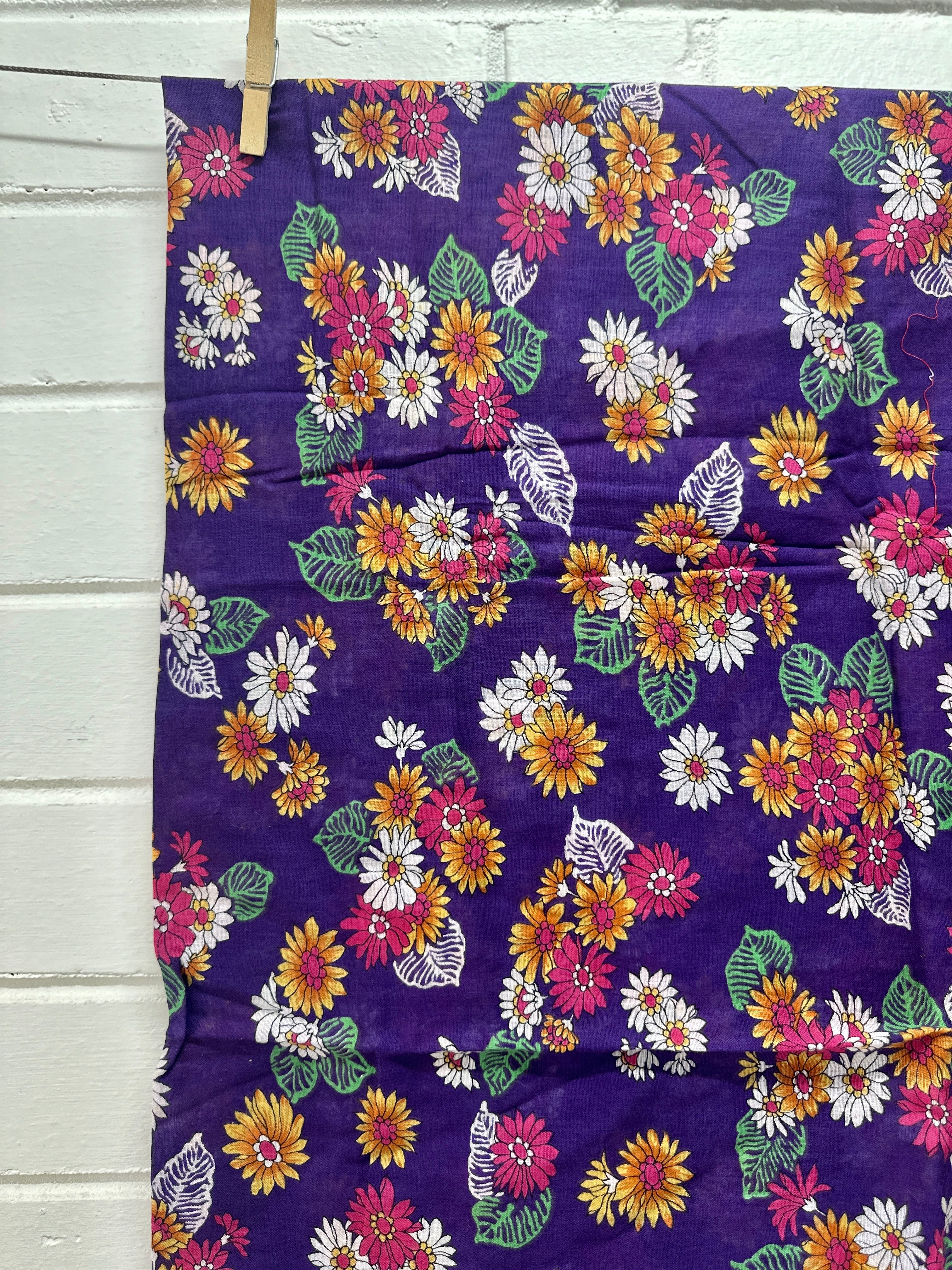 220cms Purple Floral 100% Cotton Fabric