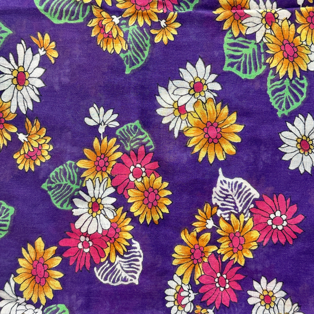 220cms Purple Floral 100% Cotton Fabric
