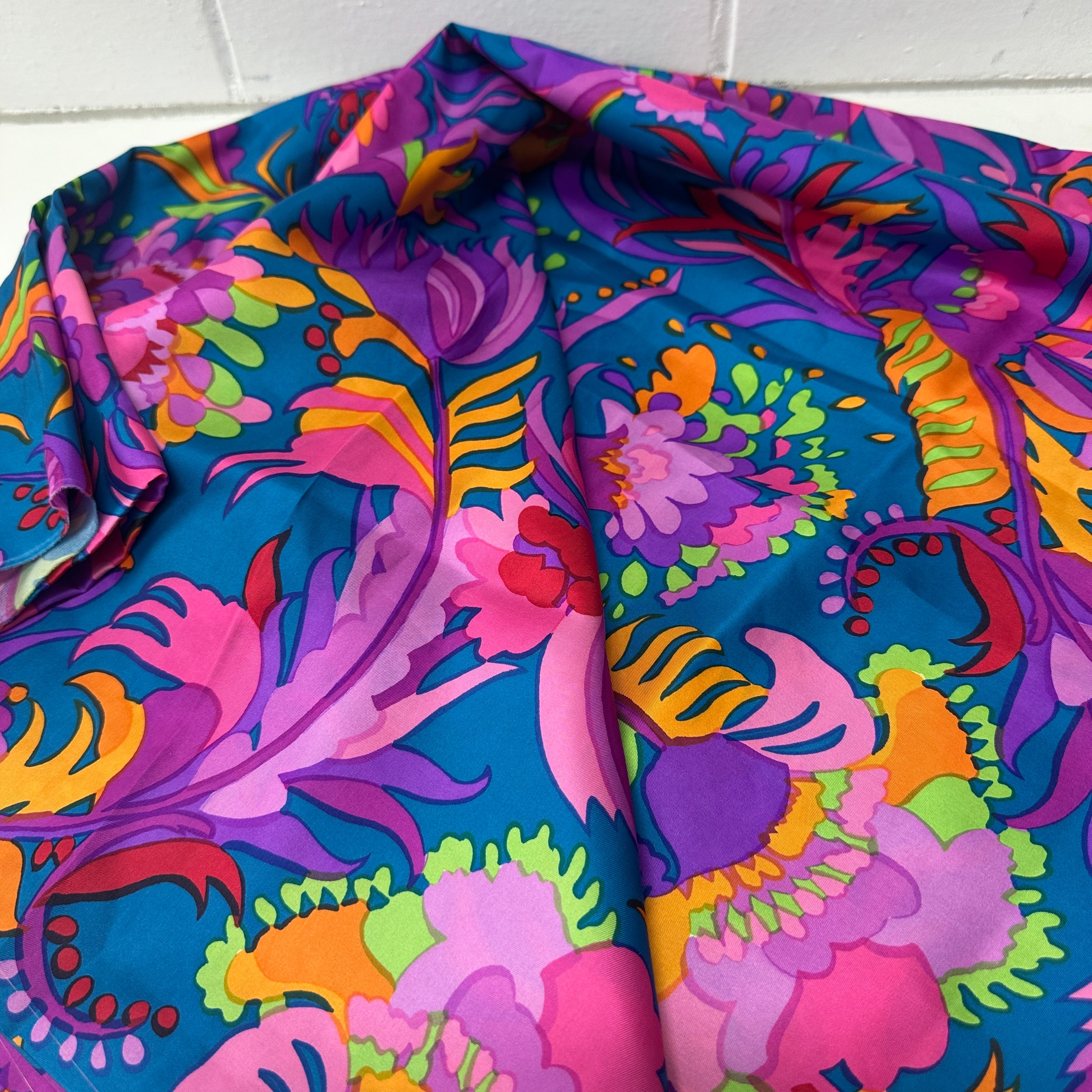 320cms Screen Printed Fabric PURE SILK Vintage