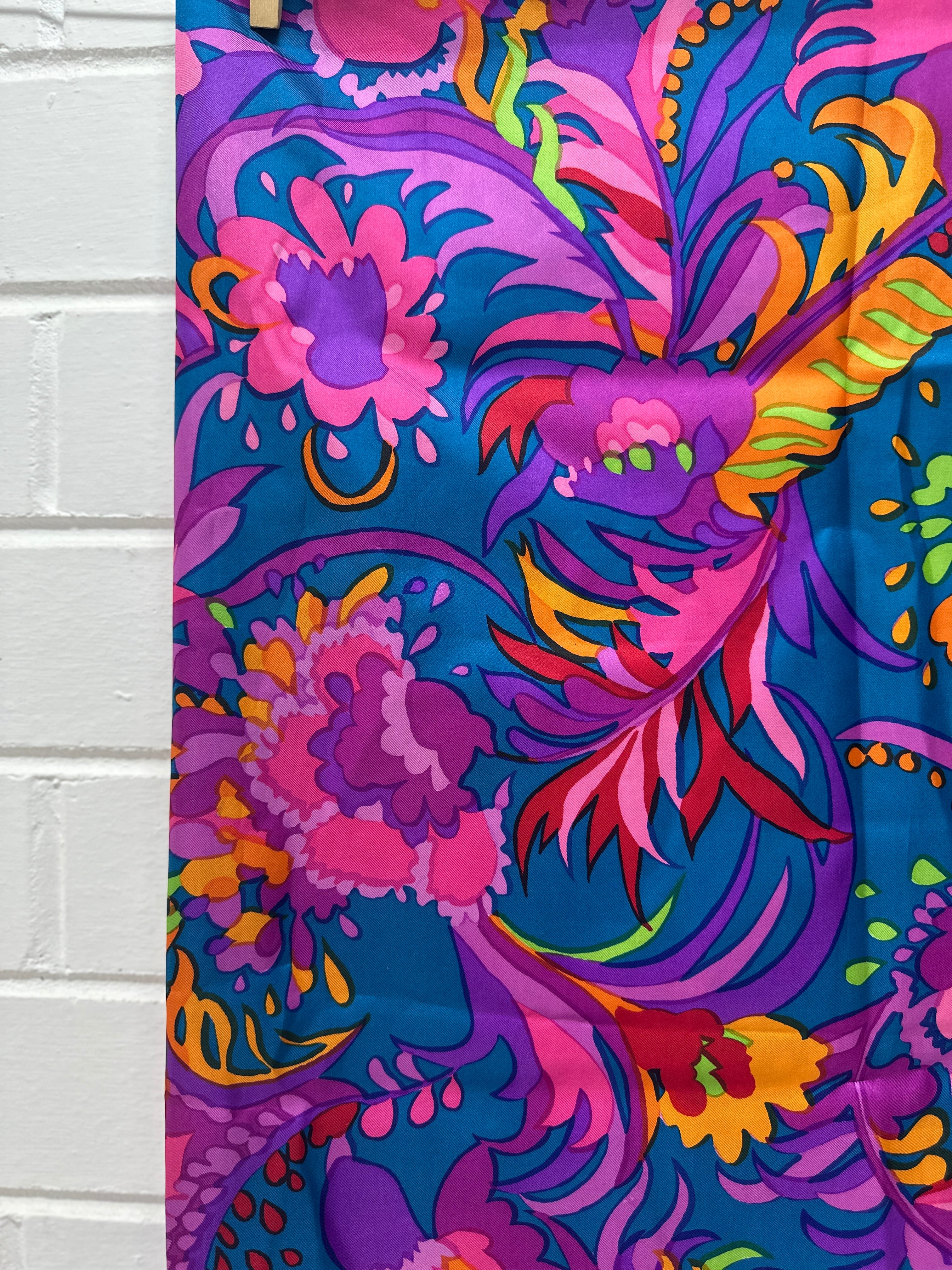 320cms Screen Printed Fabric PURE SILK Vintage