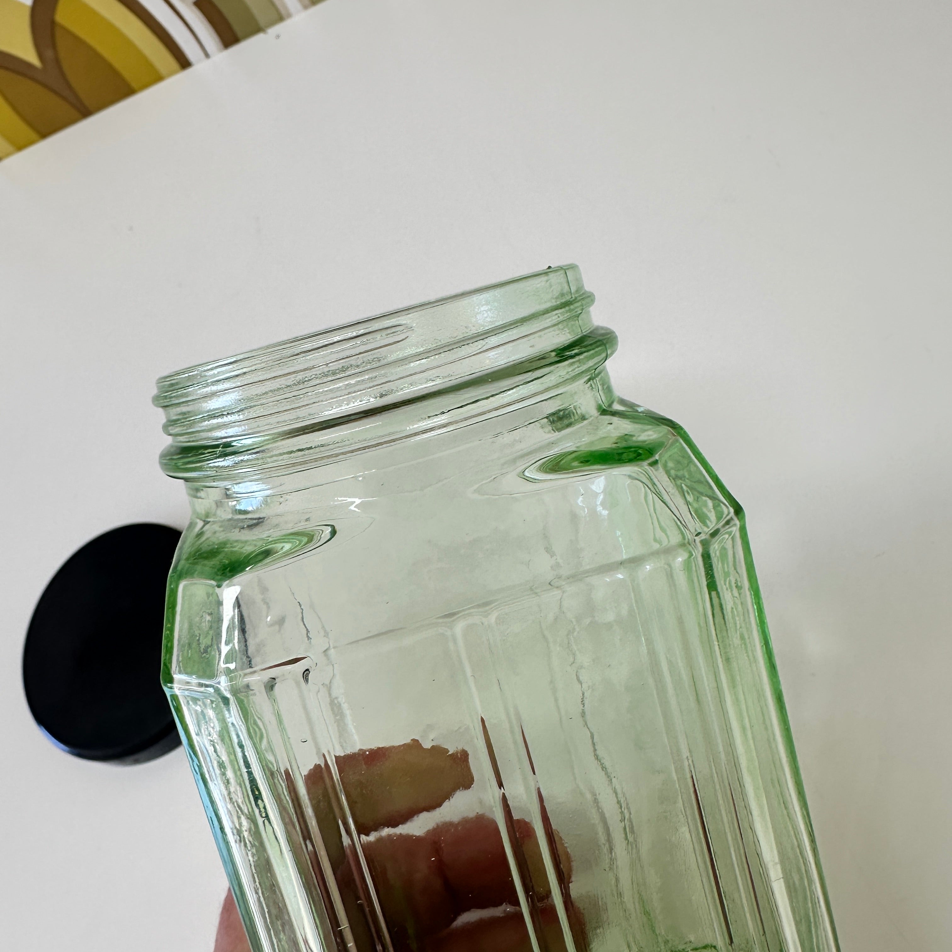 1930’s Green Depression Art Glass JAR