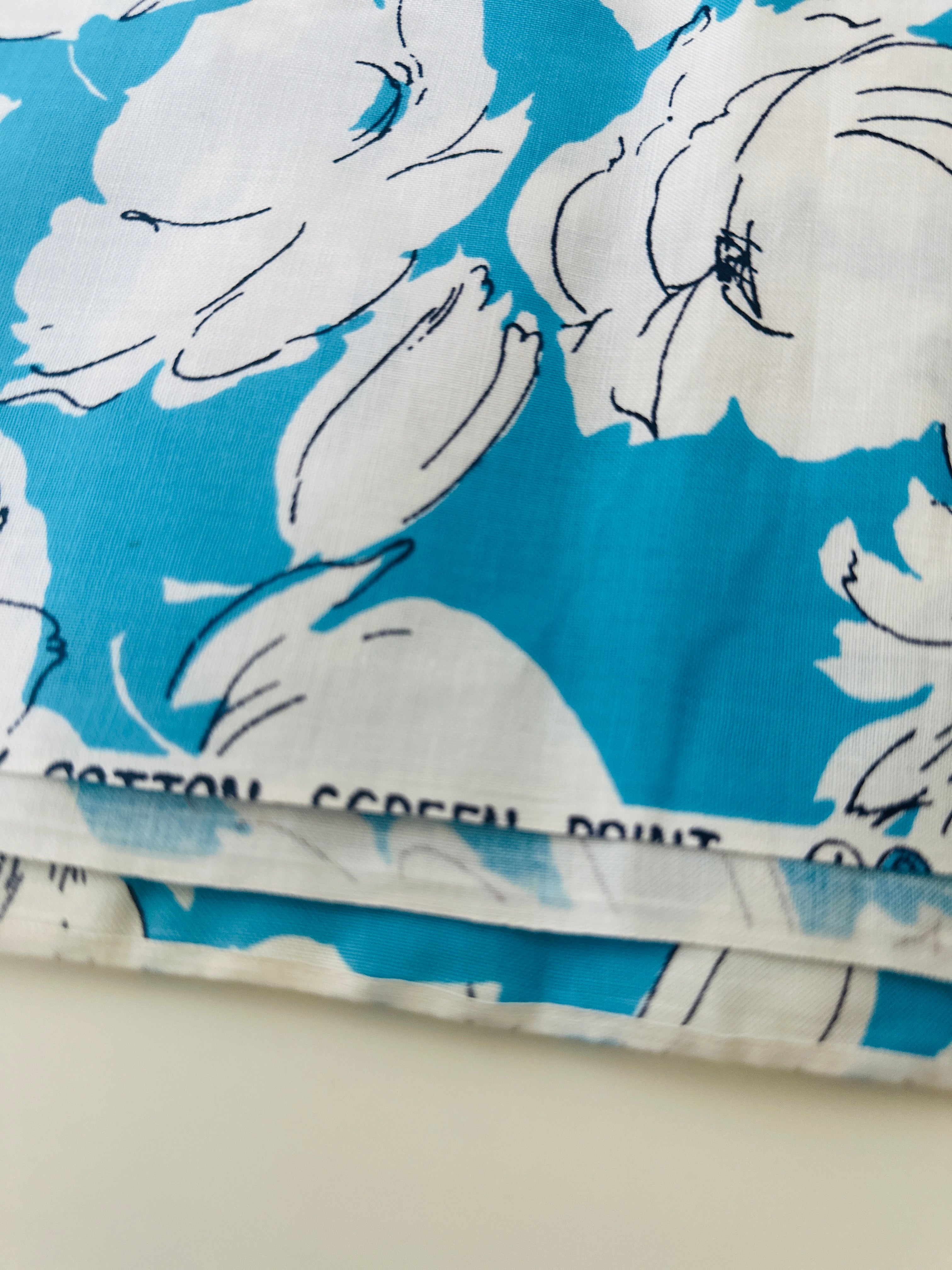 210cms All Cotton Large Bold Blue Floral Print