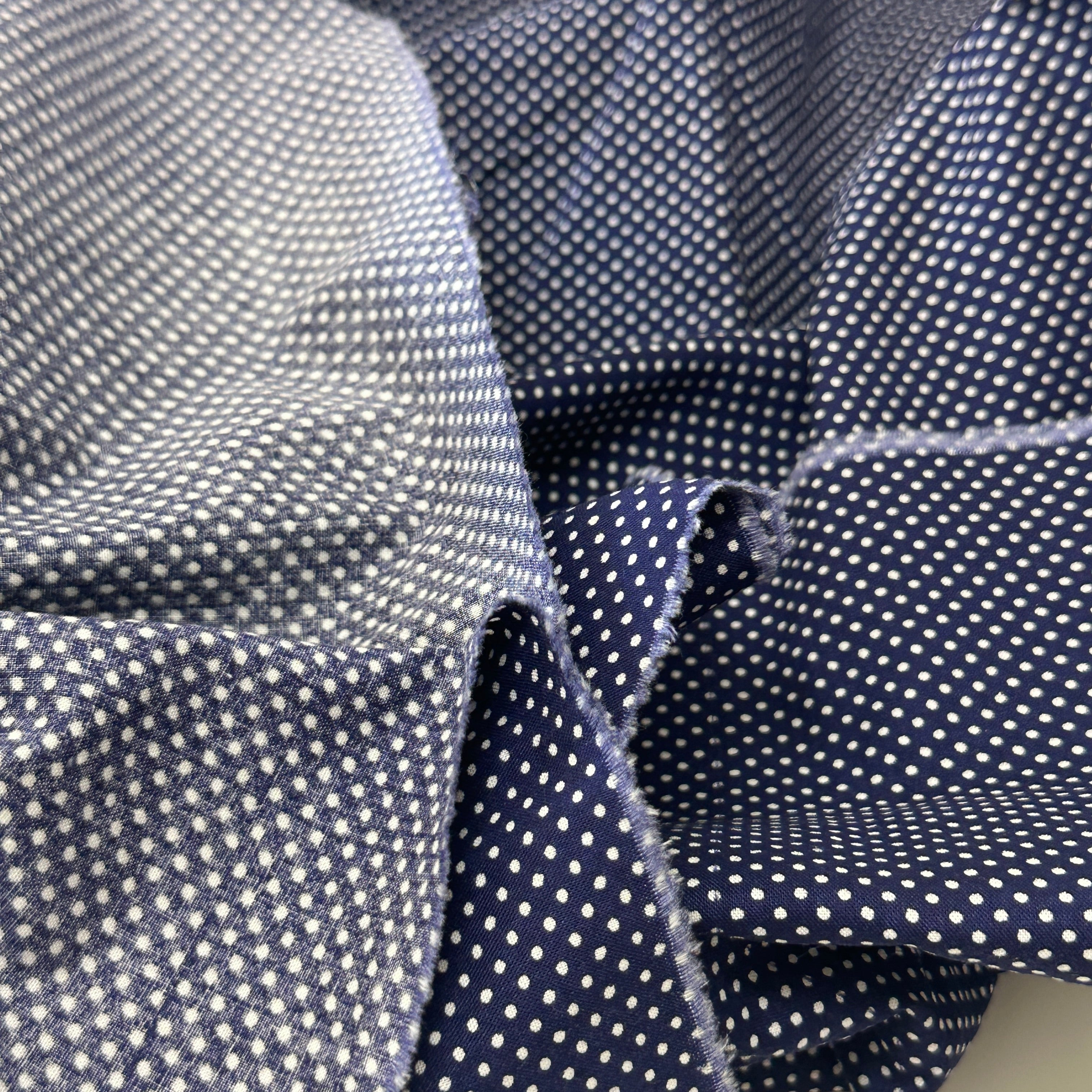 310cms Navy Blue Polka Dot Fabric