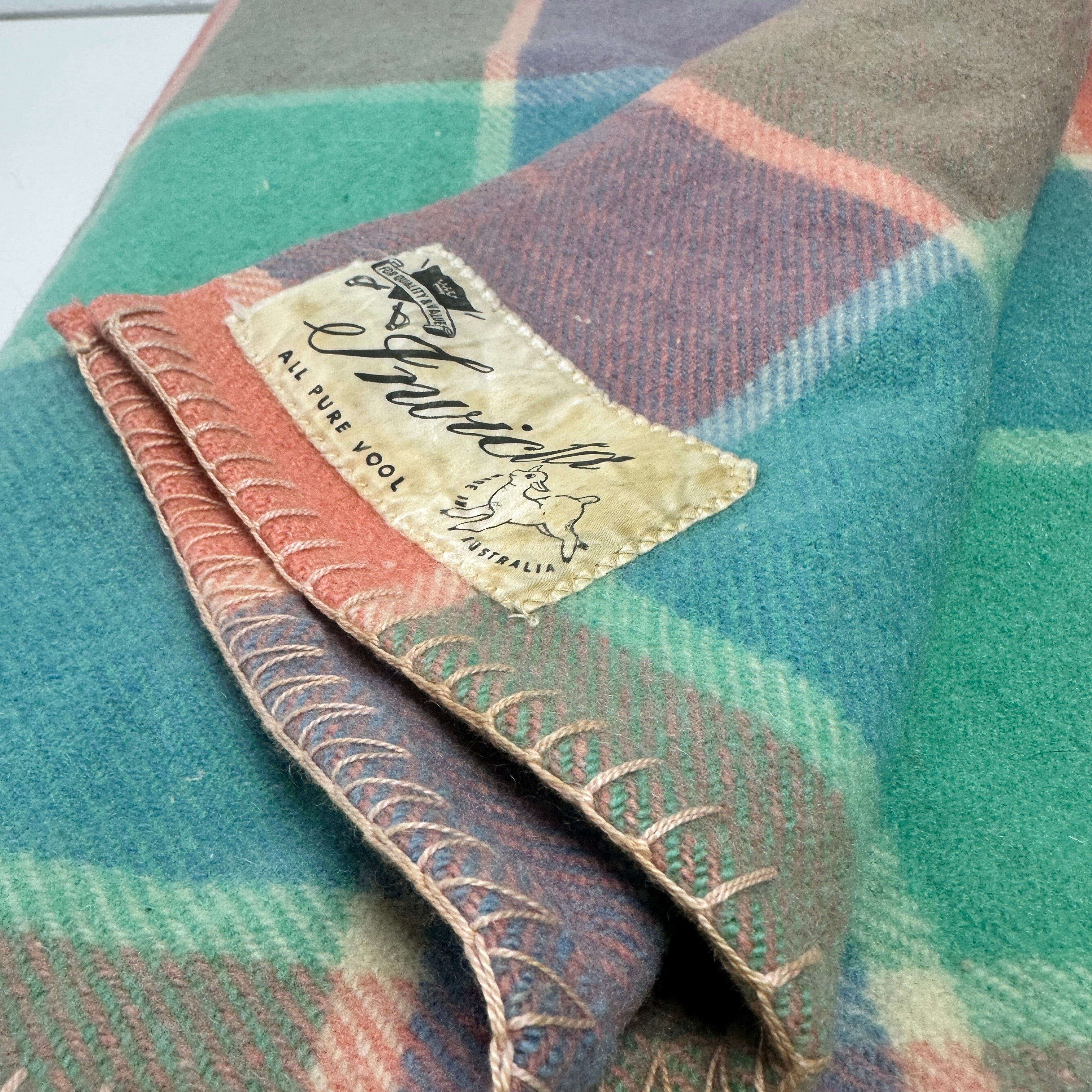 Vintage Checked Wool Blanket