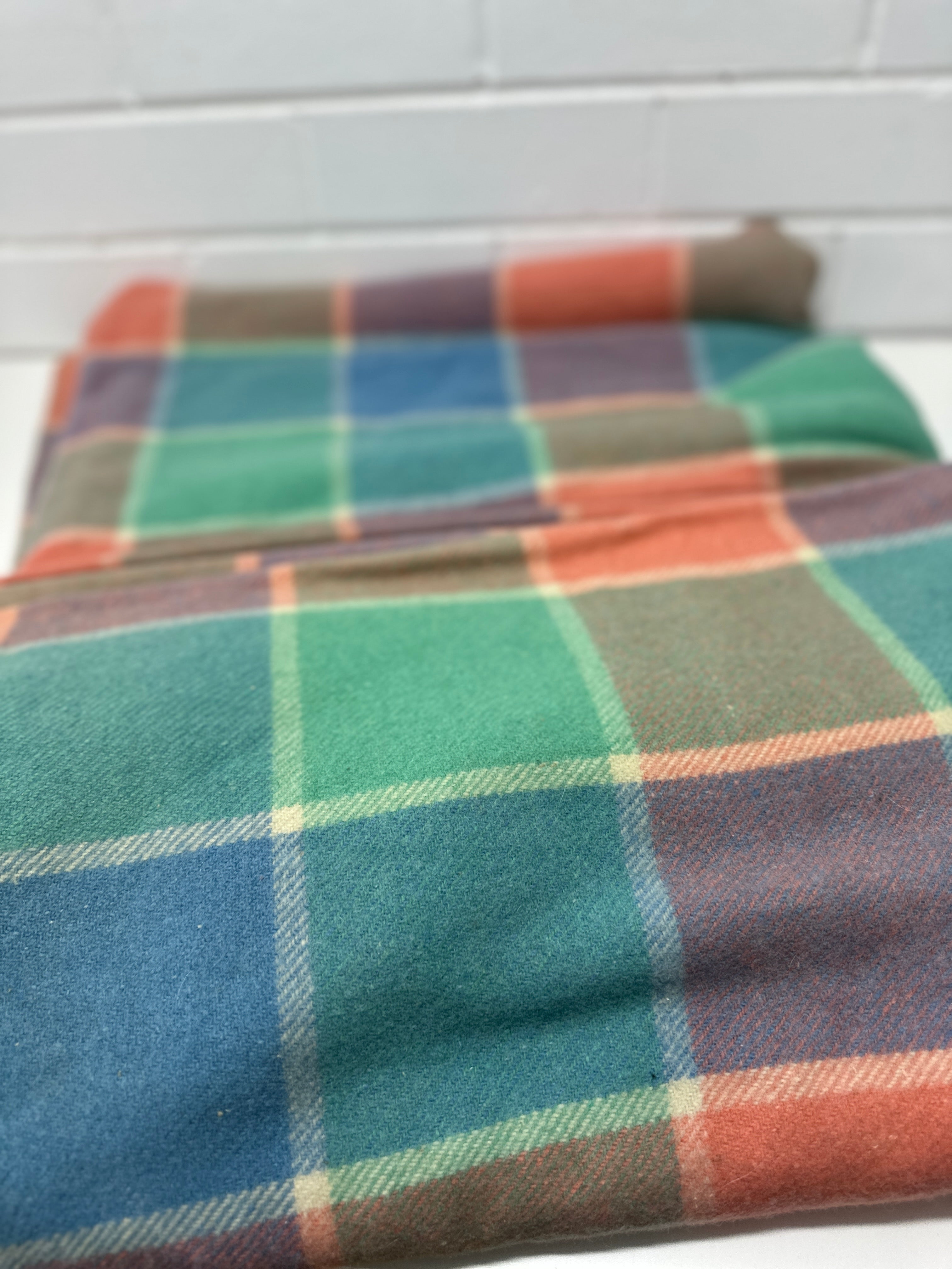 Vintage Checked Wool Blanket