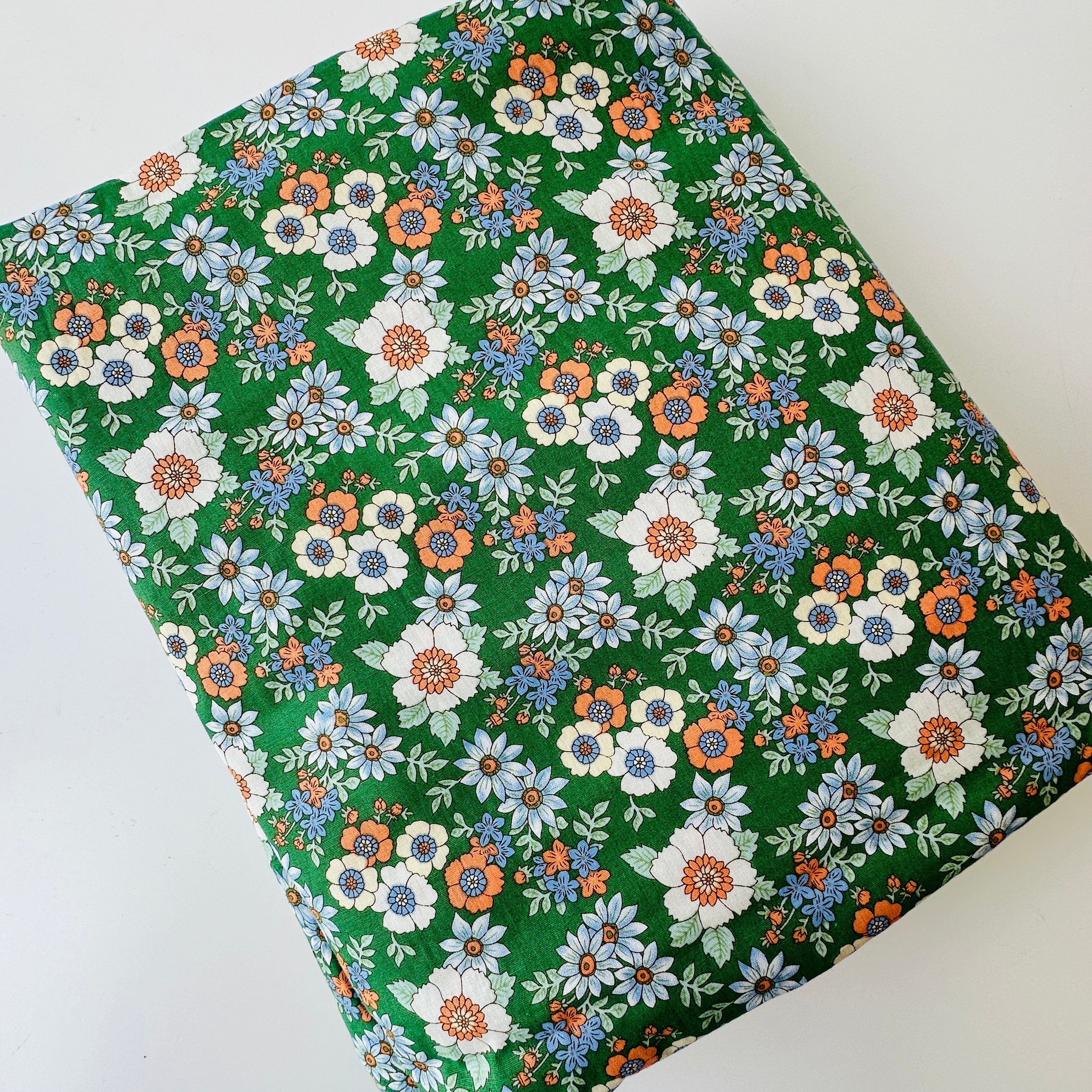 140cms Wide by The Metre Adorable Green Floral All Cotton Fabric
