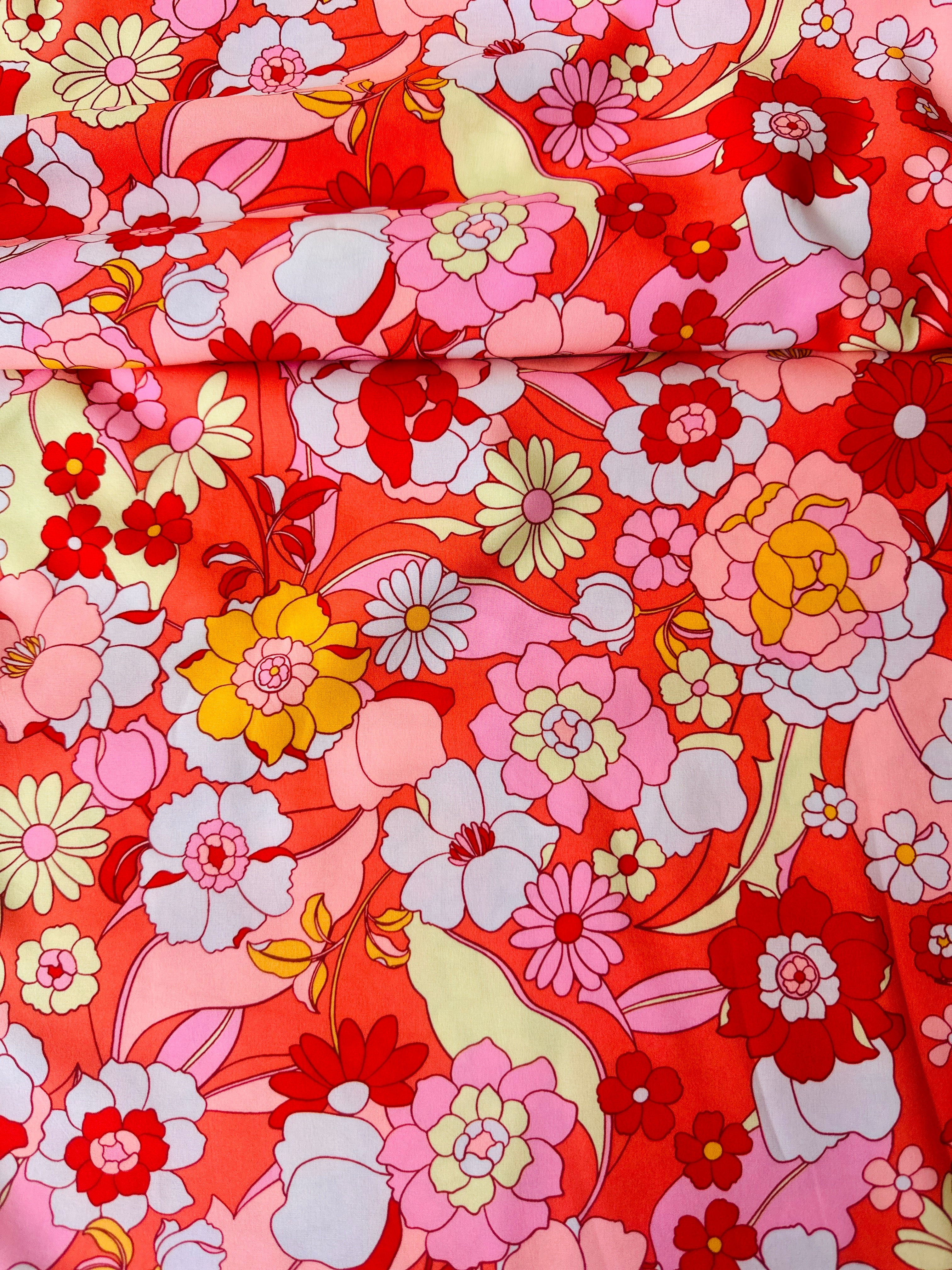 140cms Wide by The Metre SILK Cotton Floral Fabric
