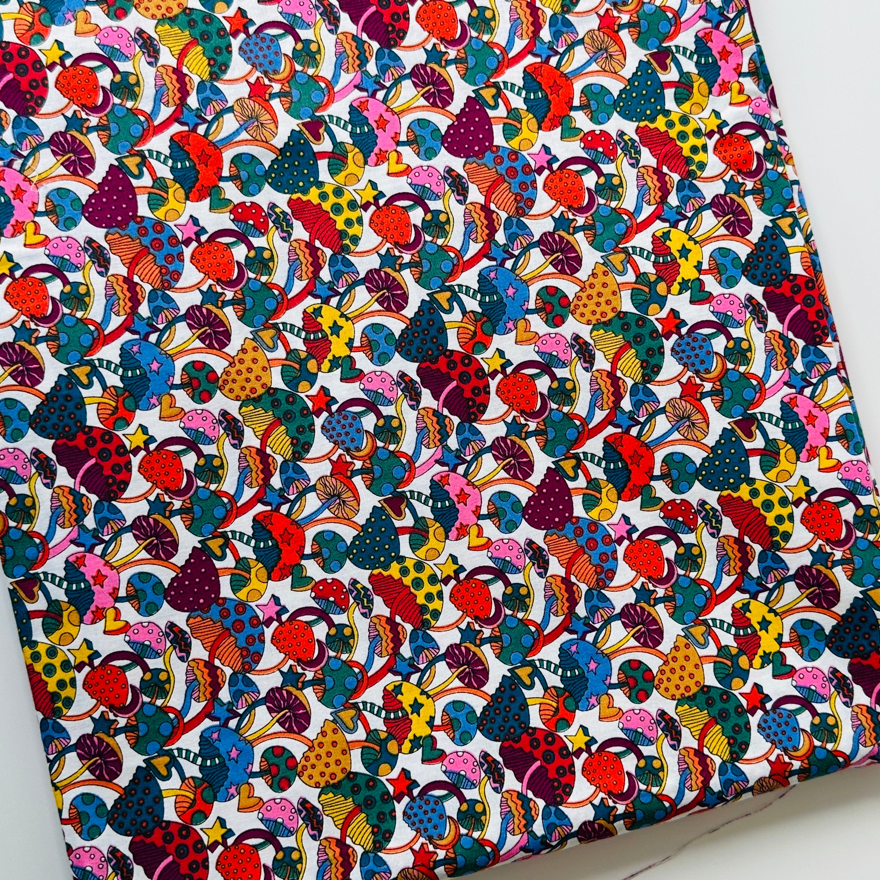 140cms Wide by The Metre Magical MUSHROOMS Cotton Fabric