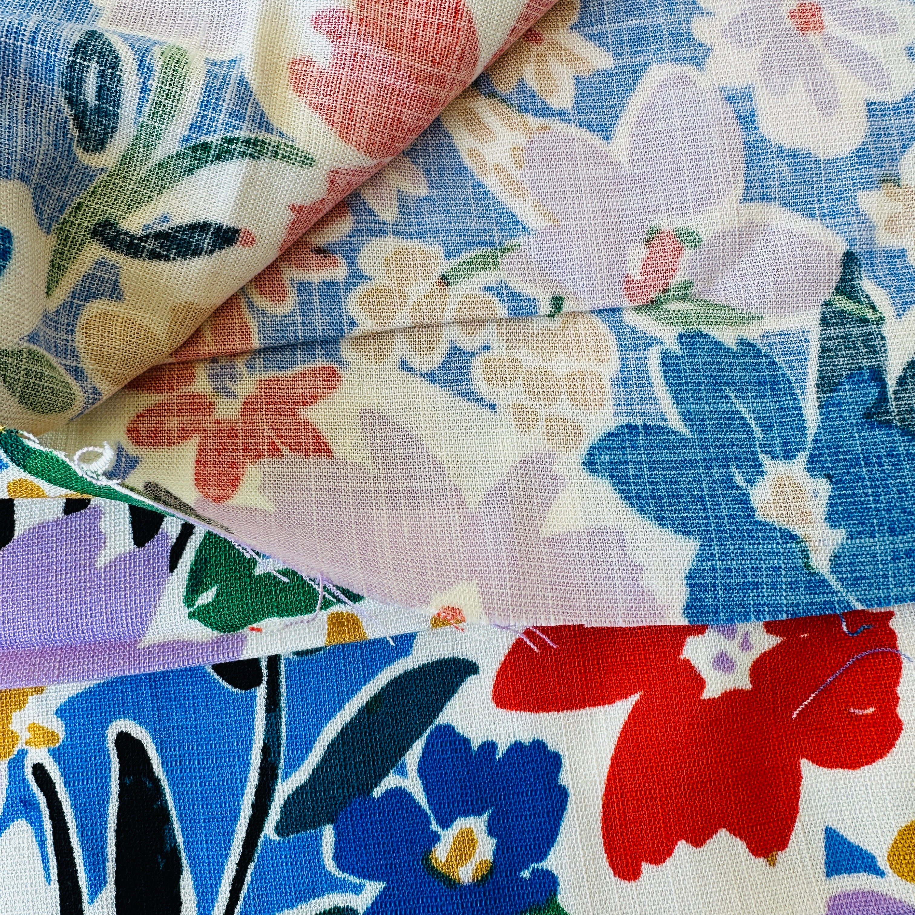 140cms Wide Sold by Metre Floral Garden Linen Cotton Mix Fabric
