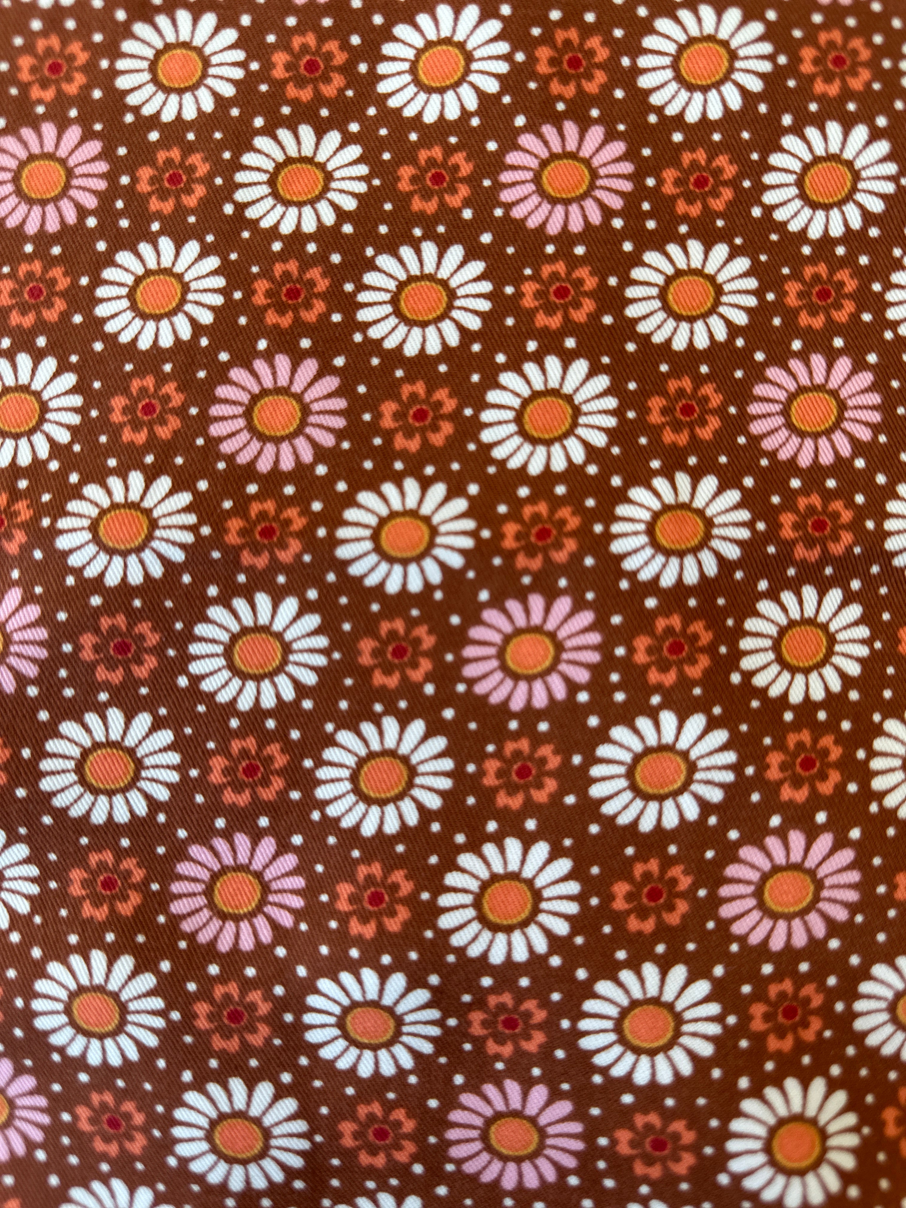 150cms Cute Browns Floral All Cotton Fabric