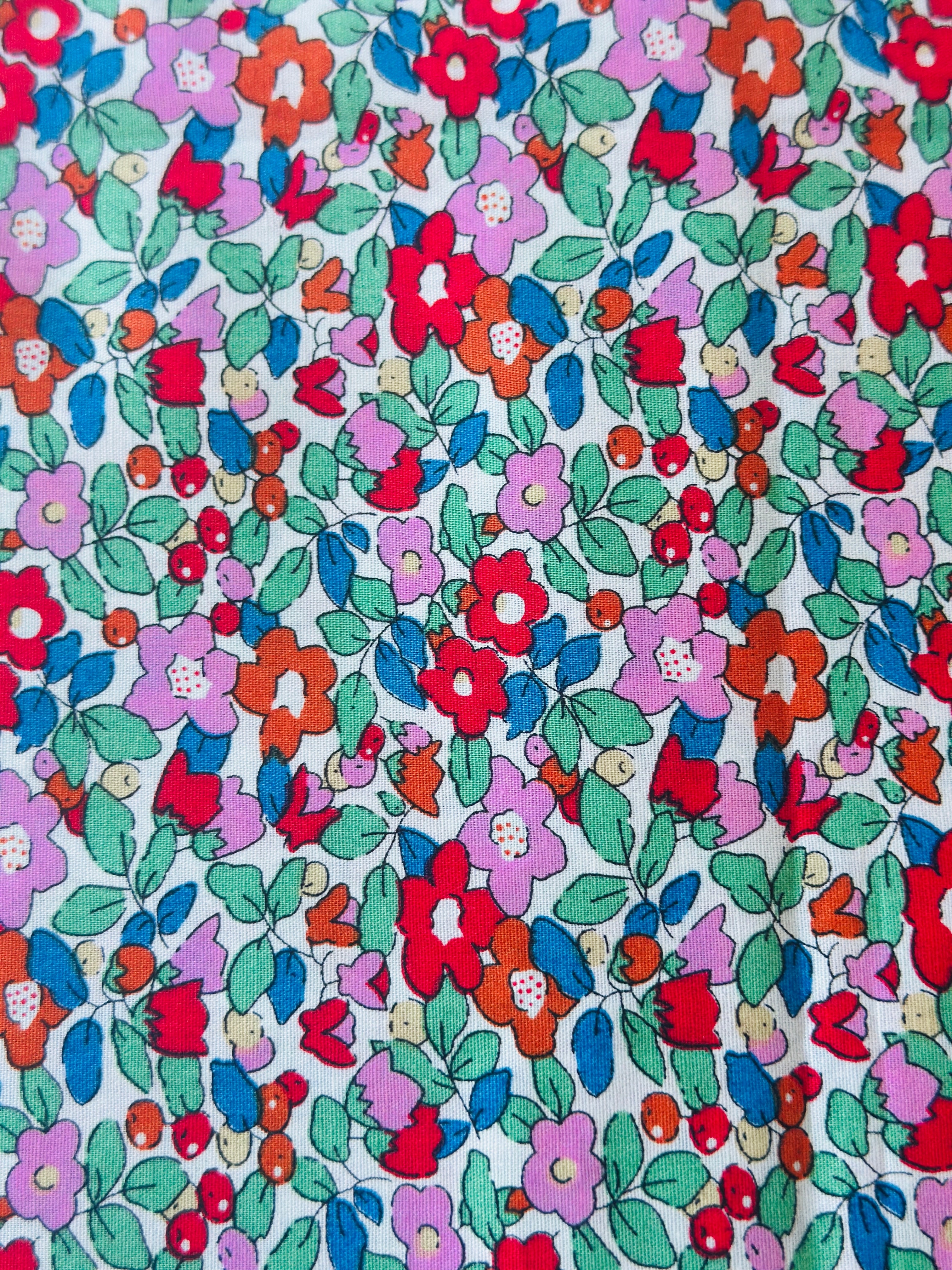 140cms Wide by The Metre Adorable Pink & Red Floral All Cotton Fabric