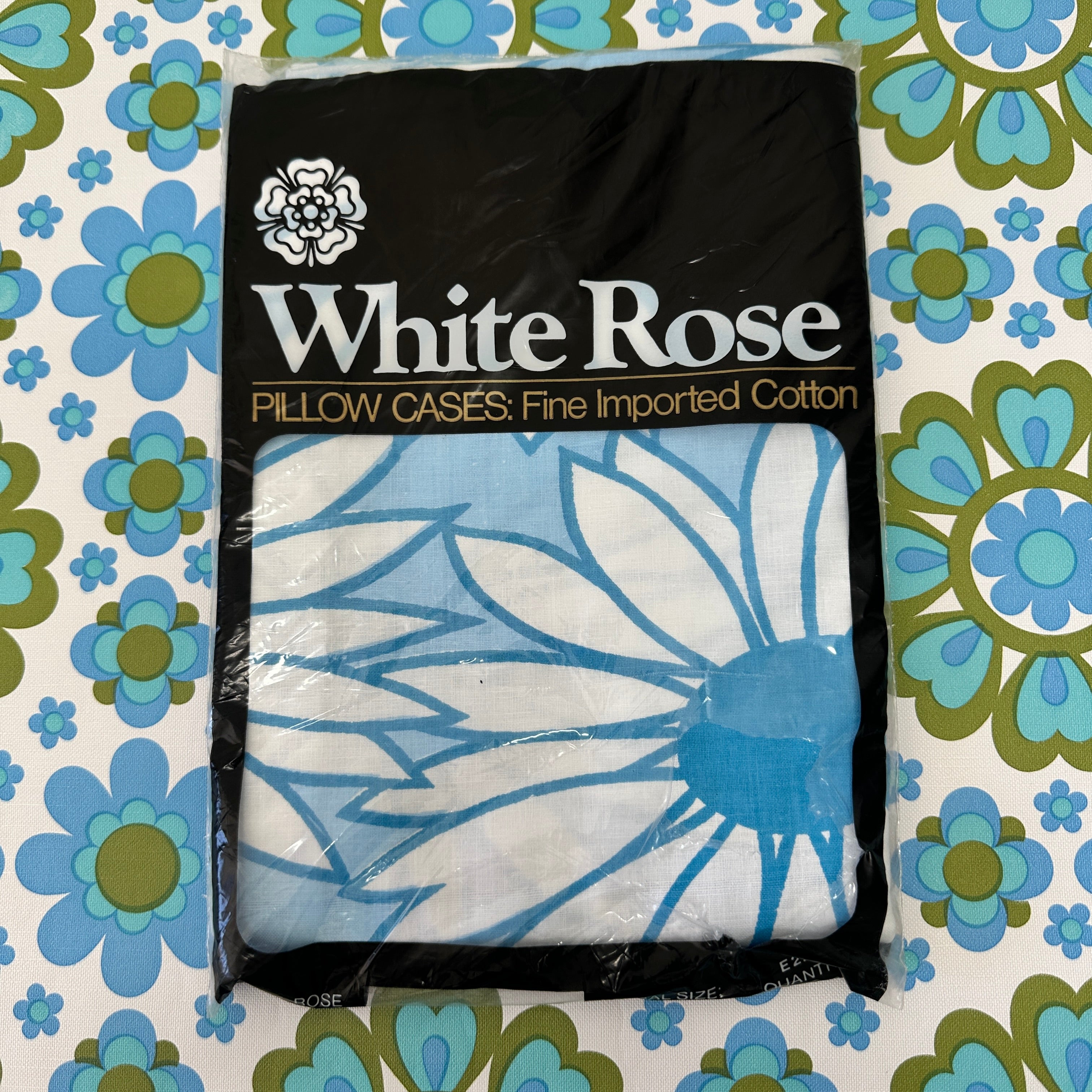 PAIR of White Rose Pillow Cases VINTAGE