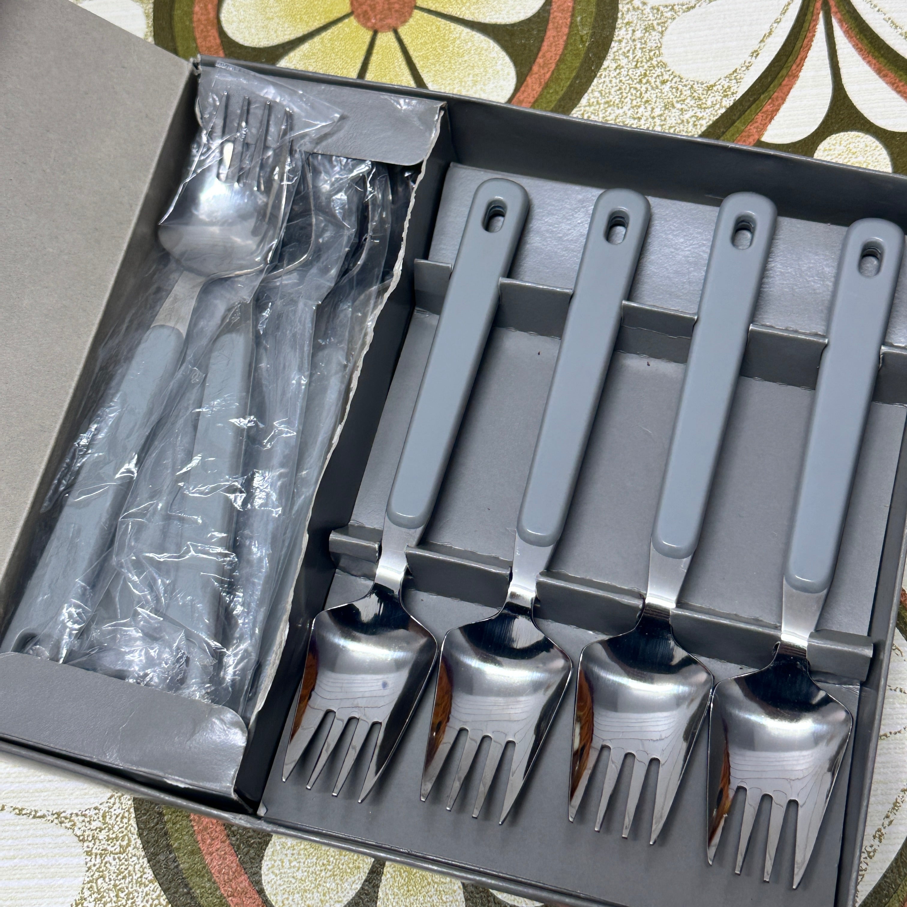 UNUSED Retro Made in Japan Fork Set 12 Pieces with Stand