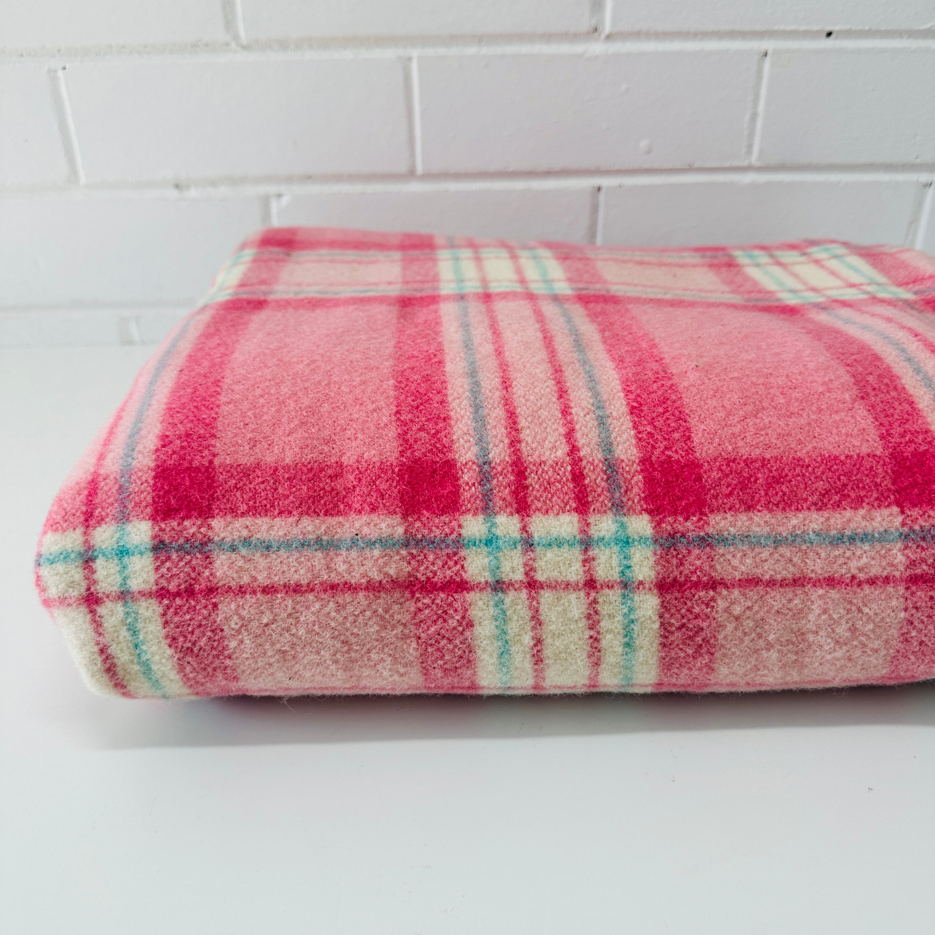 Pretty PINK Vintage Wool Blanket