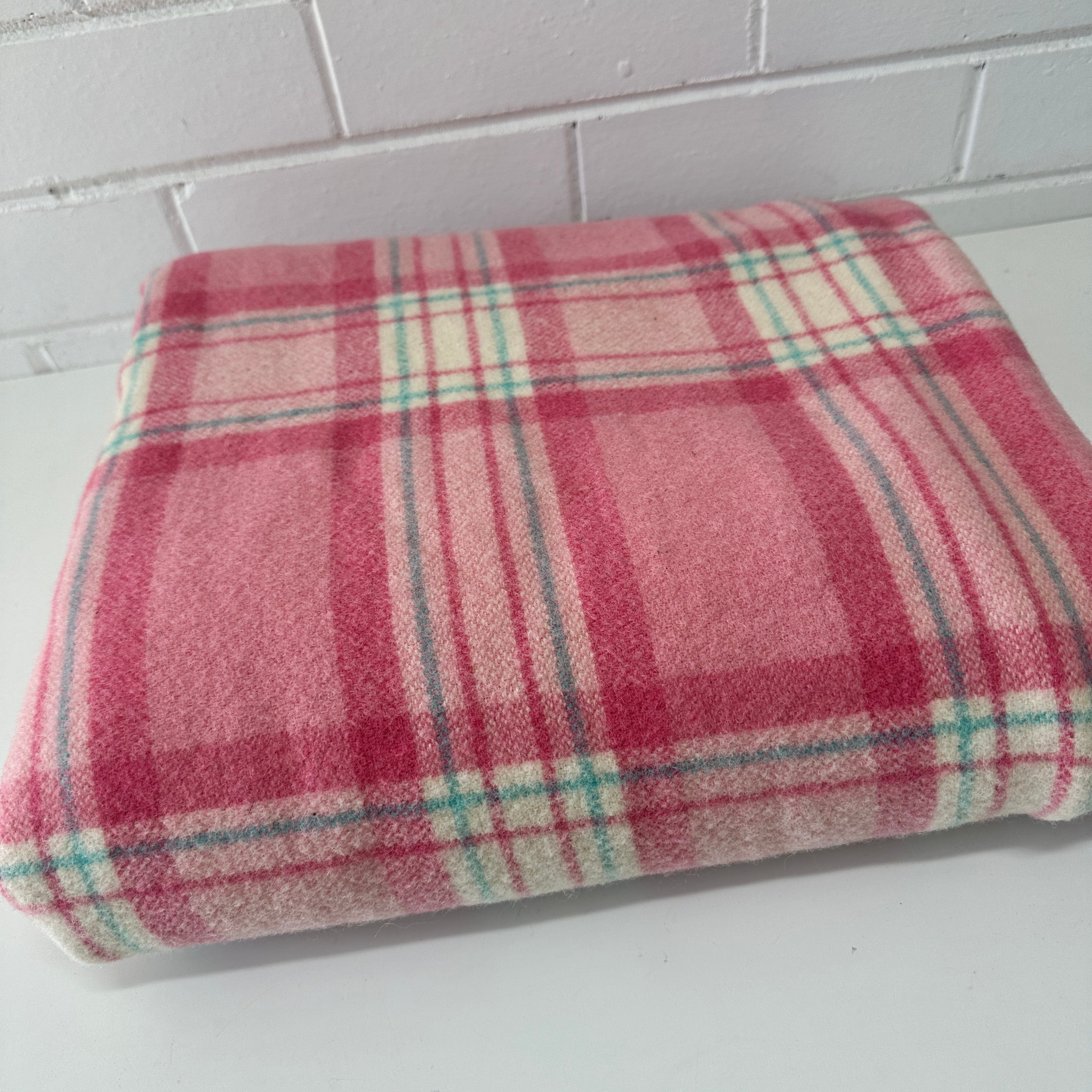 Pretty PINK Vintage Wool Blanket