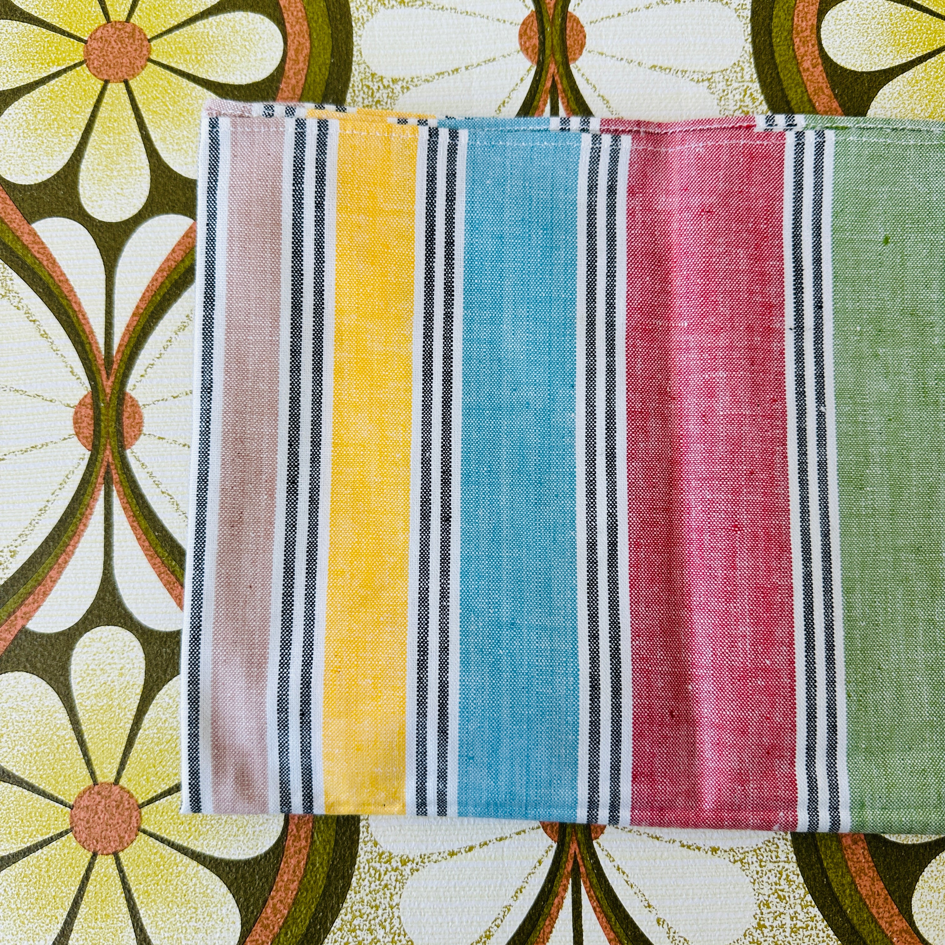 UNUSED Vintage Tea Towel STRIPES W Tags