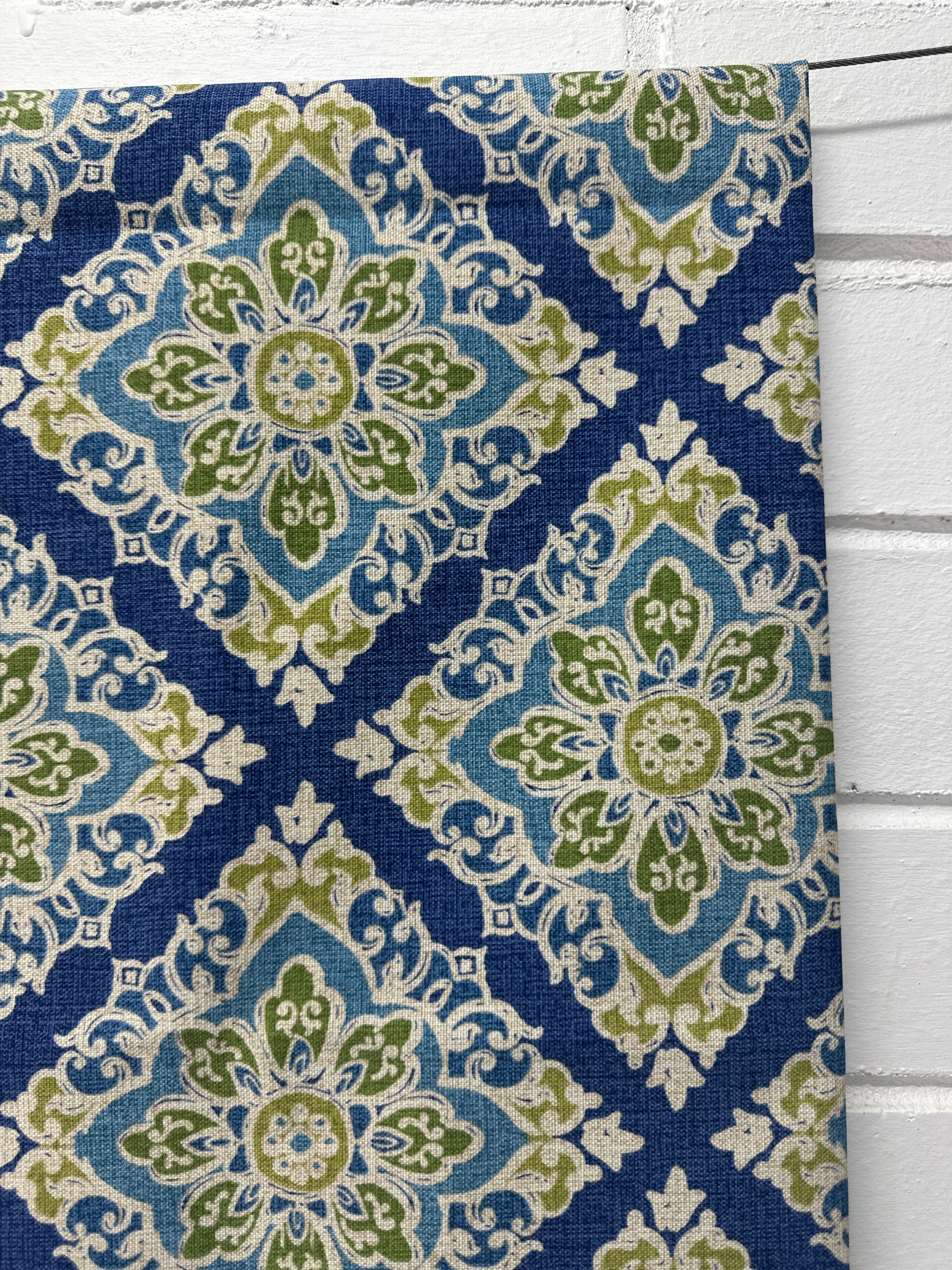 140cms Blues & Greens Heavy Weight Upholstery Cushion Fabric