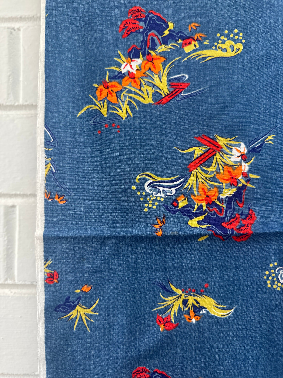 240cms Medium Weight Vintage Blue Denim Like Floral Fabric