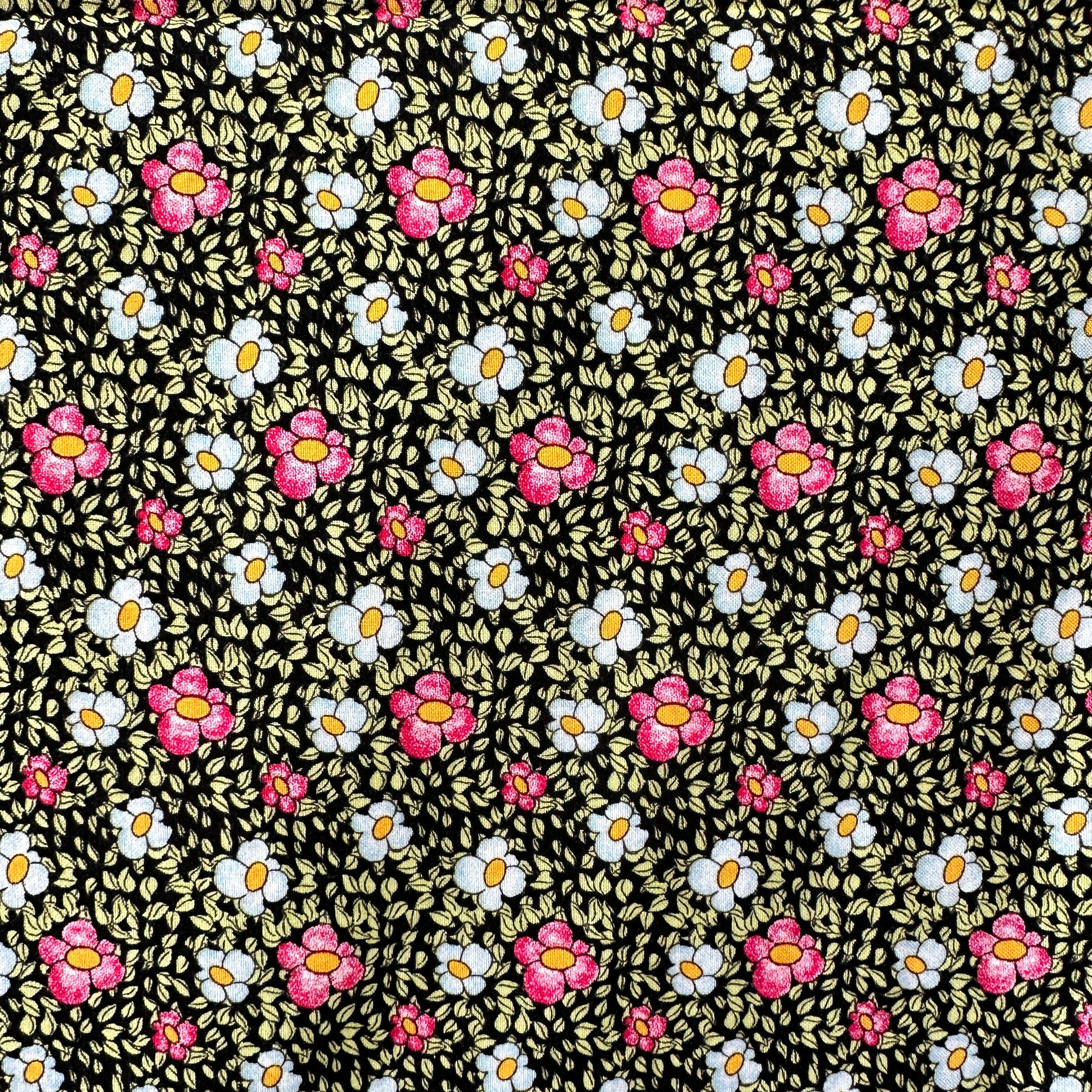 260cms Sweet Black Floral Cotton Fabric