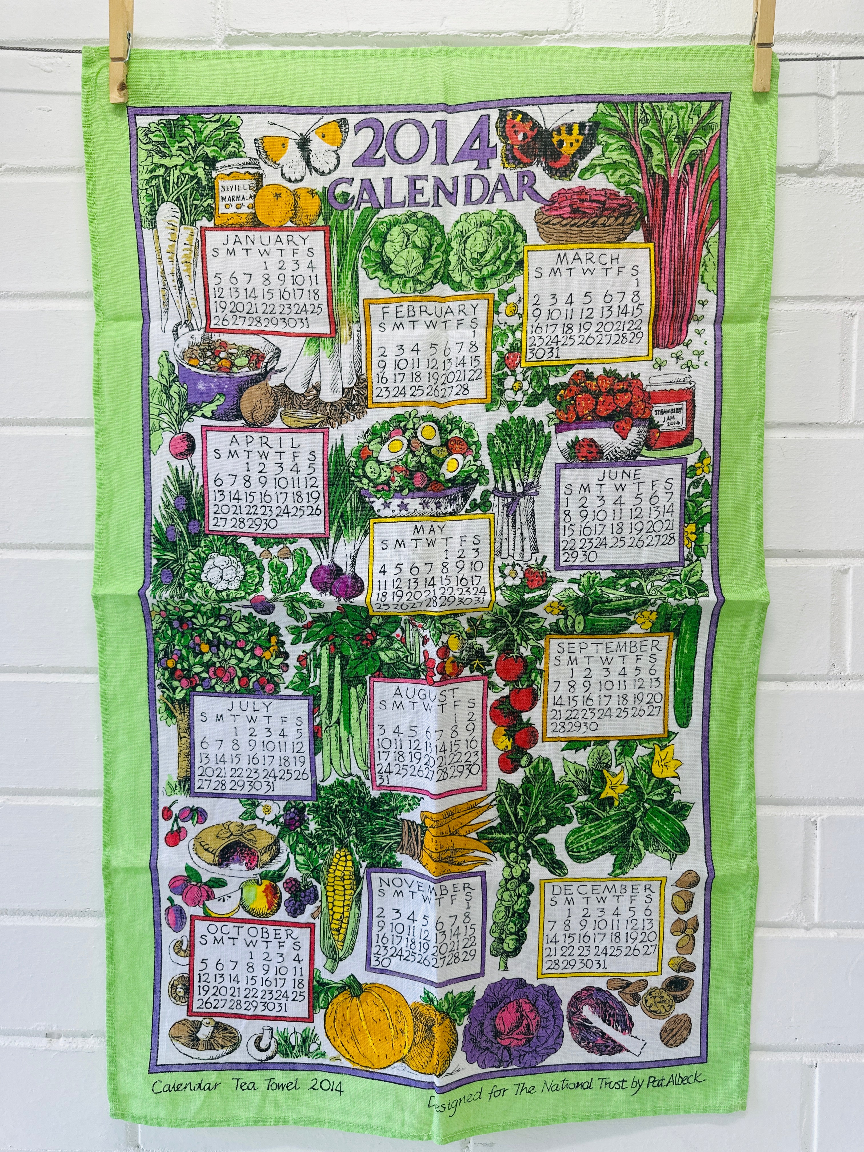 Vintage 2014 Calendar Tea Towel