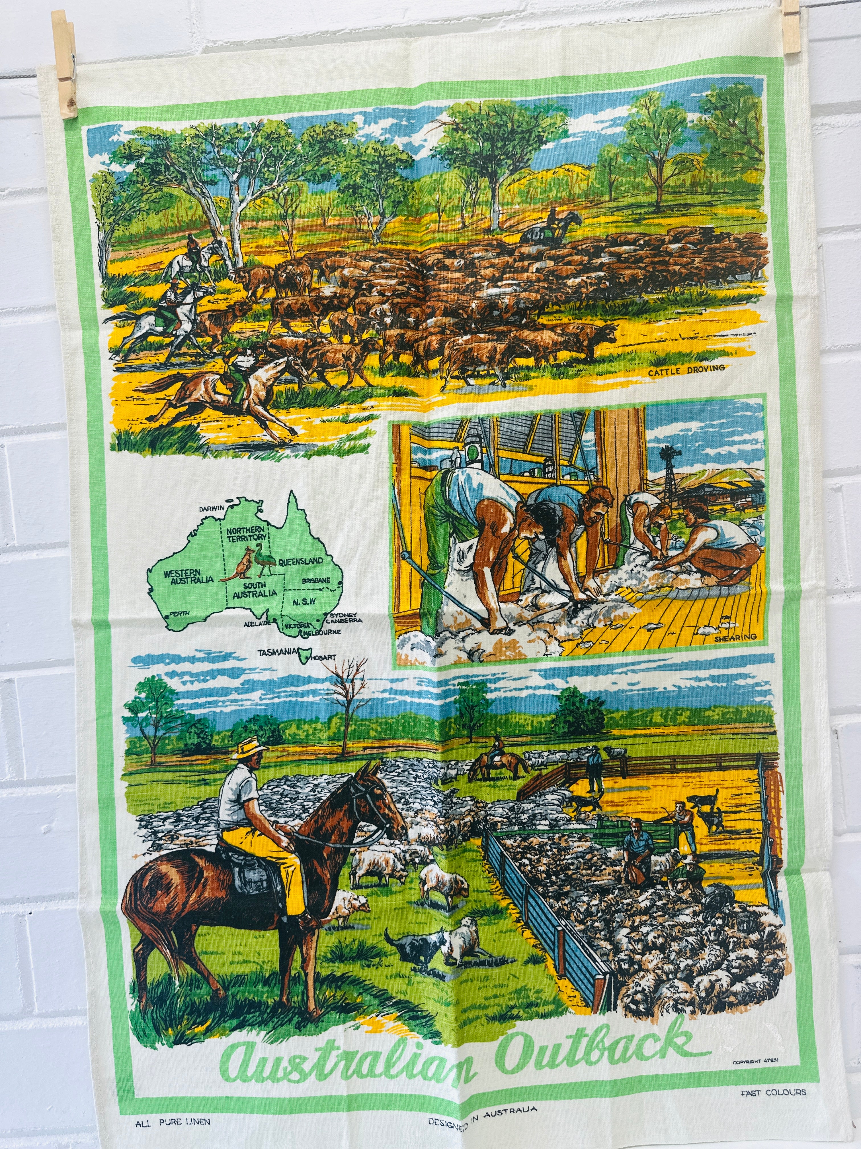 Vintage Tea Towel Australian Outback