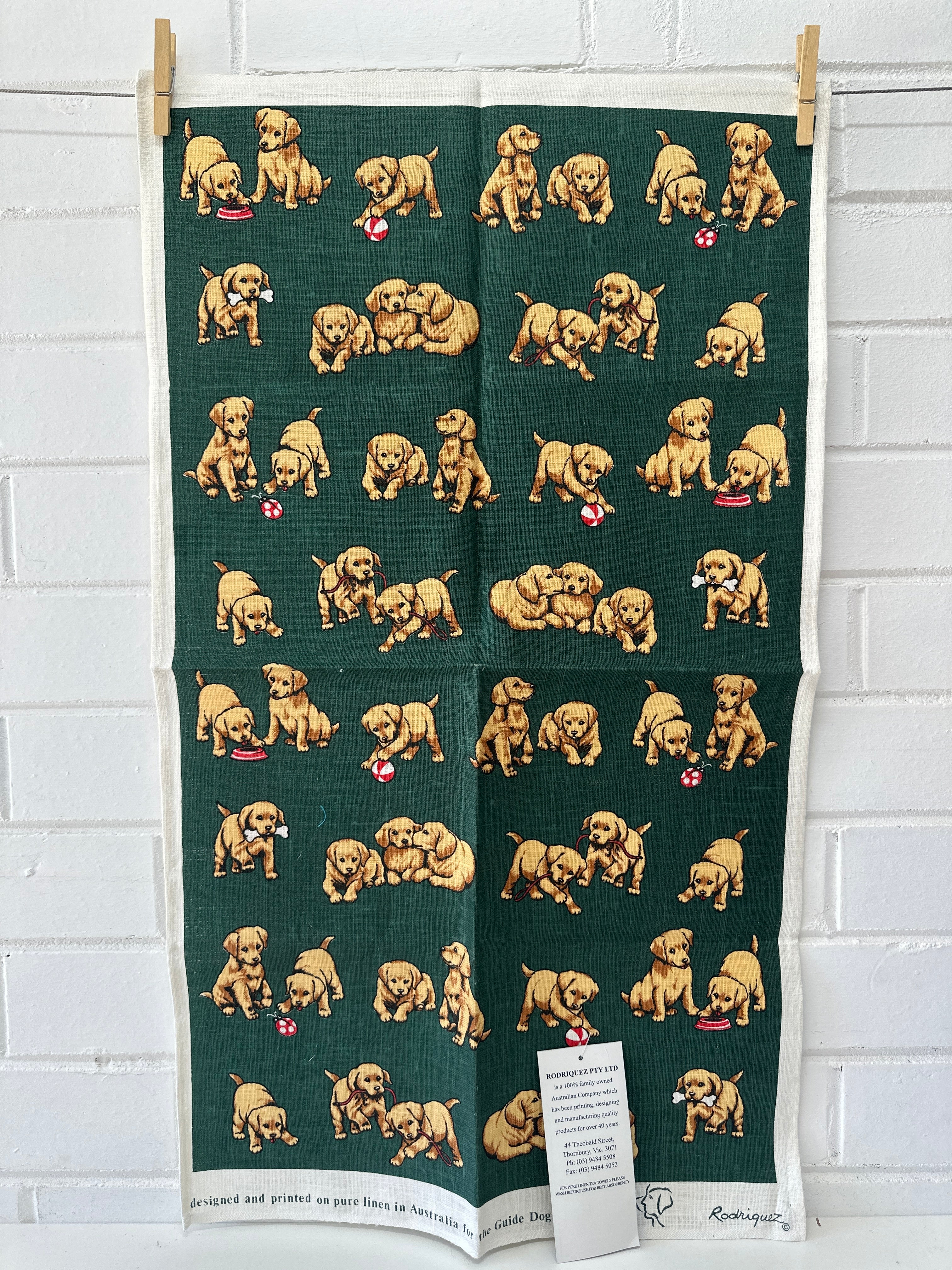 Australian Made NEW Guide Dog Tea Towel Rodriquez