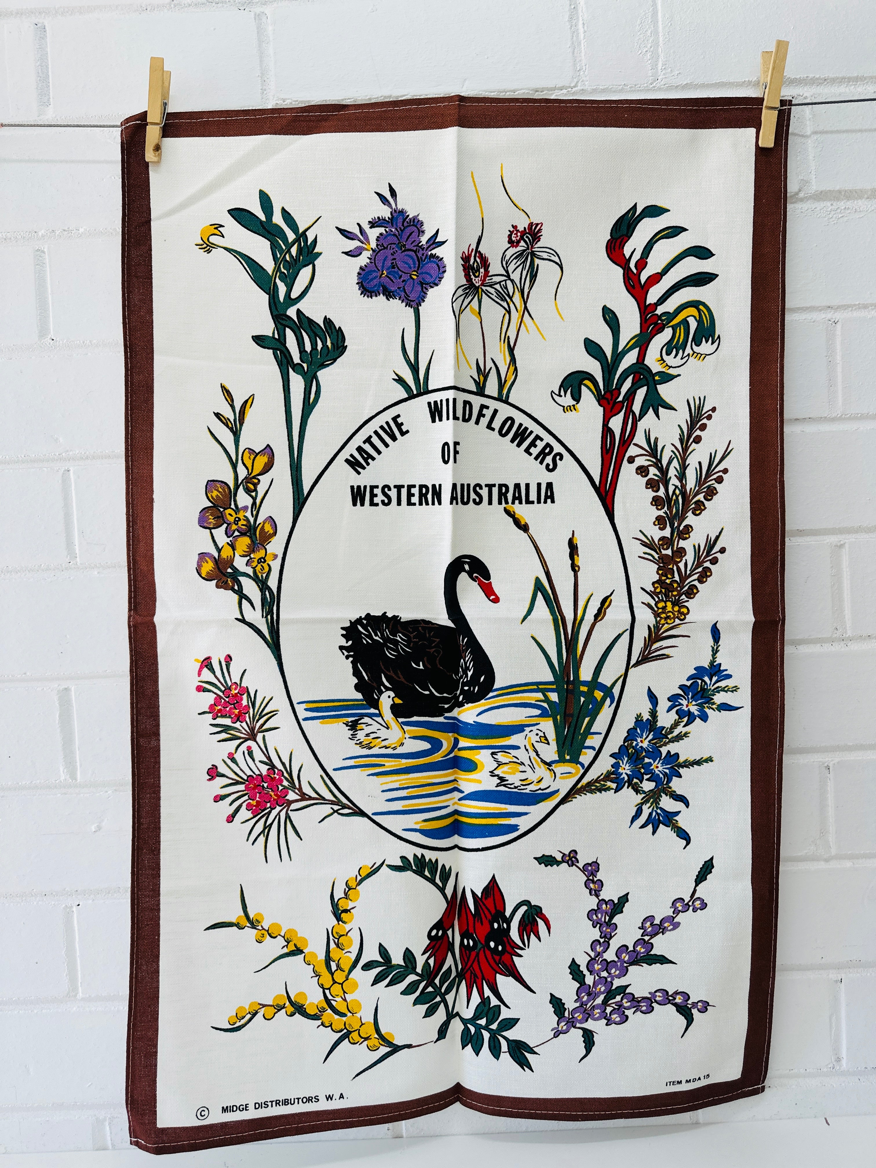 Western Australia Wildflowers Floral Tea Towel UNUSED