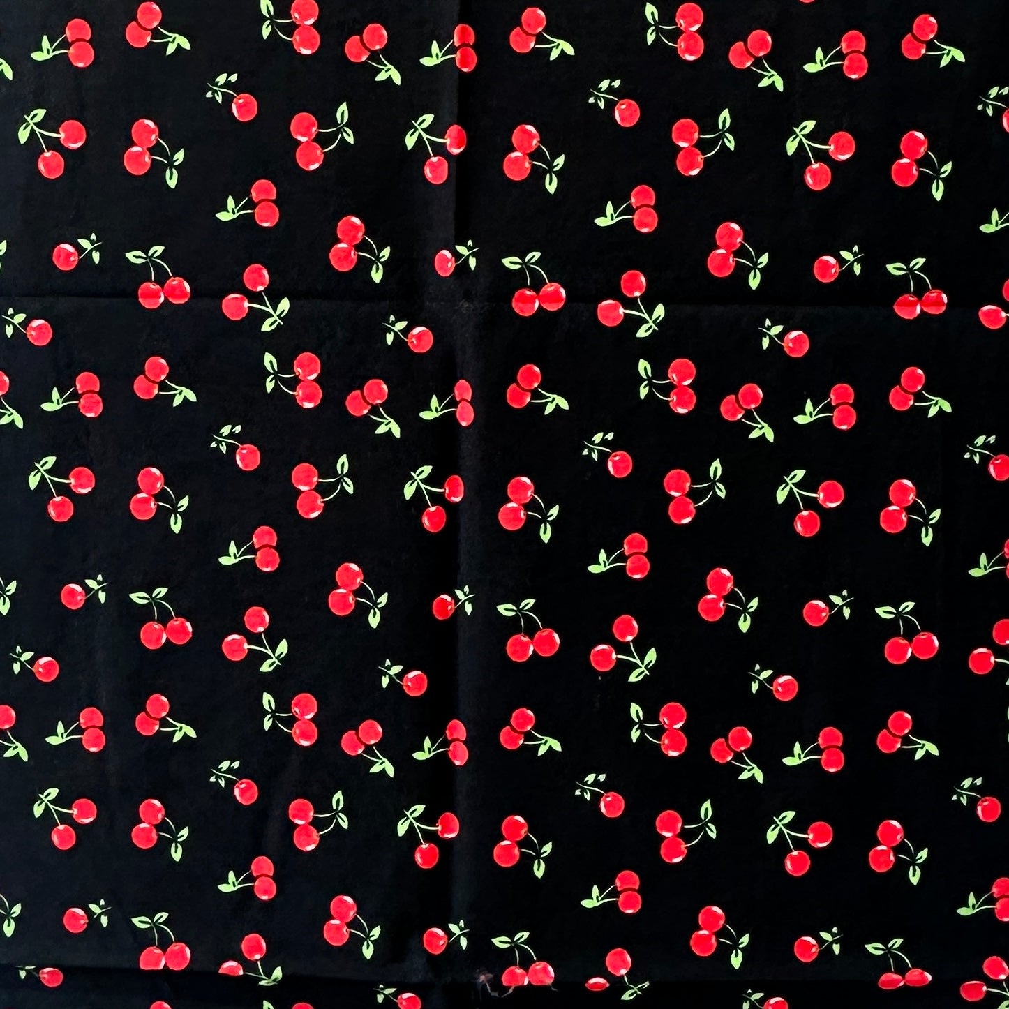 100cms Black & Red Cherry Cotton Fabric