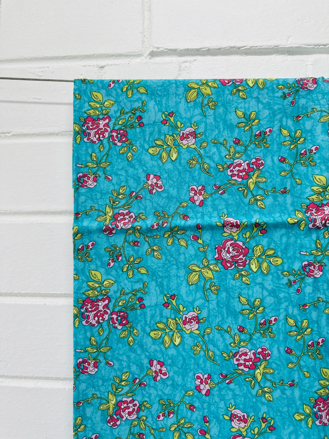 200cms Blue Floral Cotton Floral Fabric