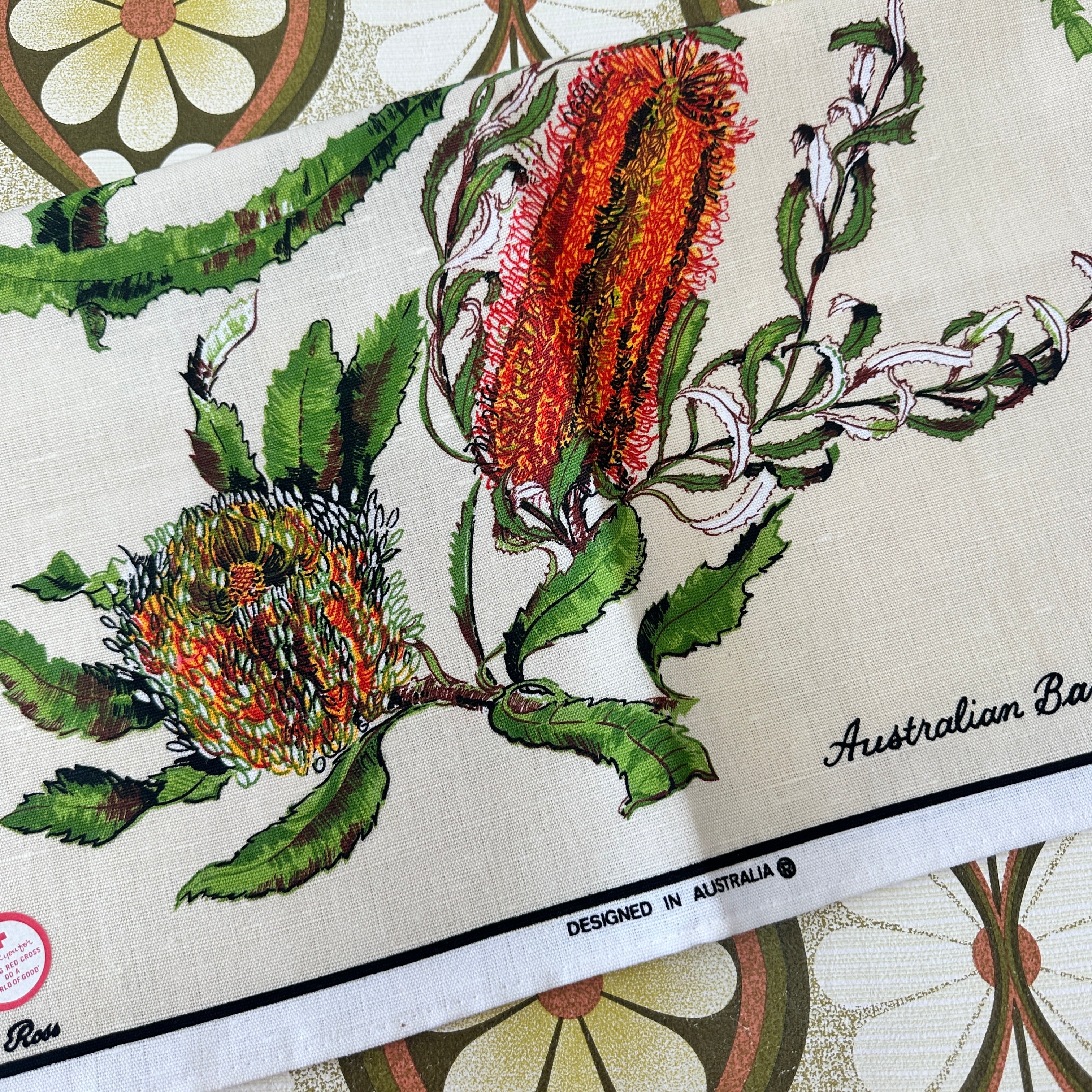 Unused Vintage Australian Banksia's Tea Towel