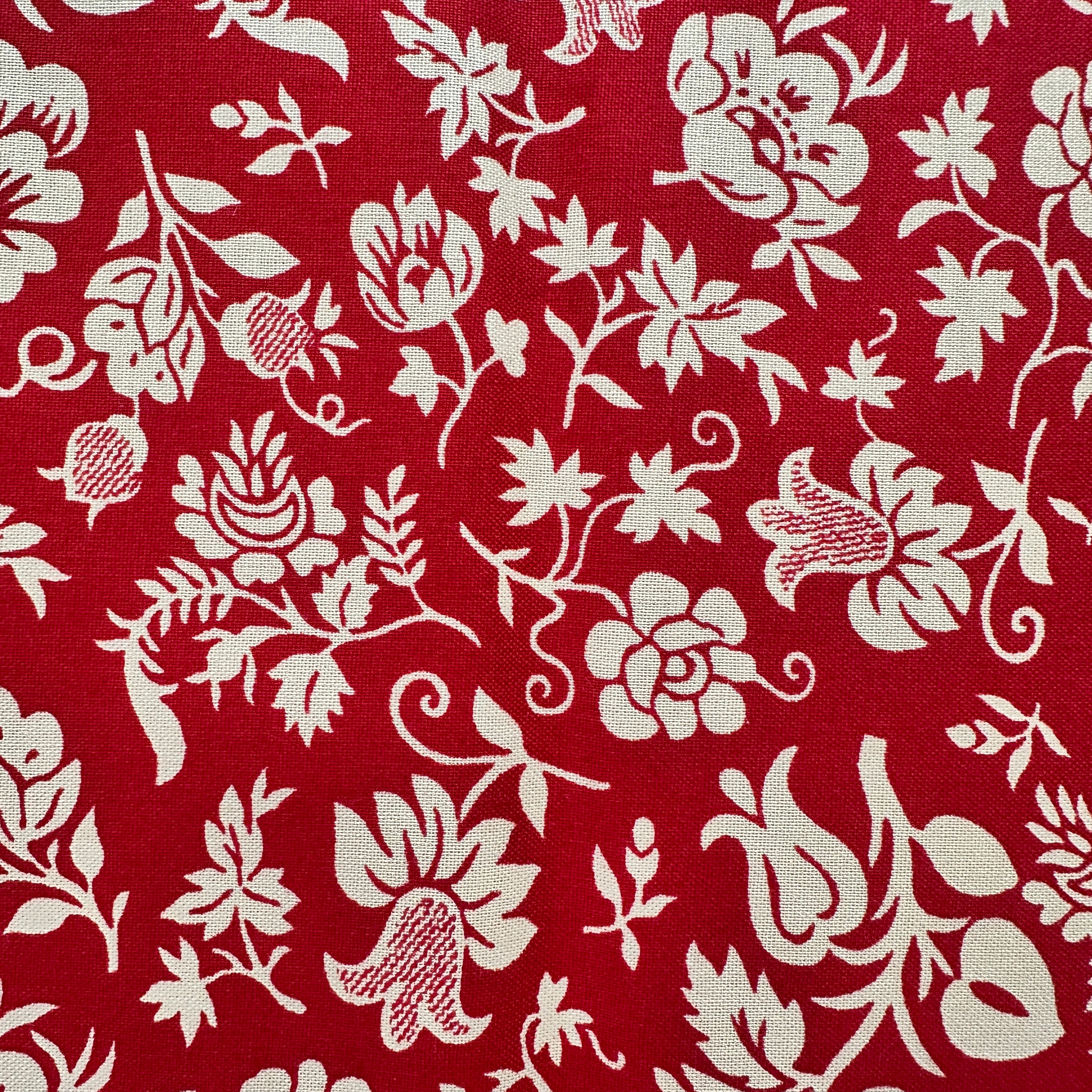 100cms Red Cotton Floral Fabric