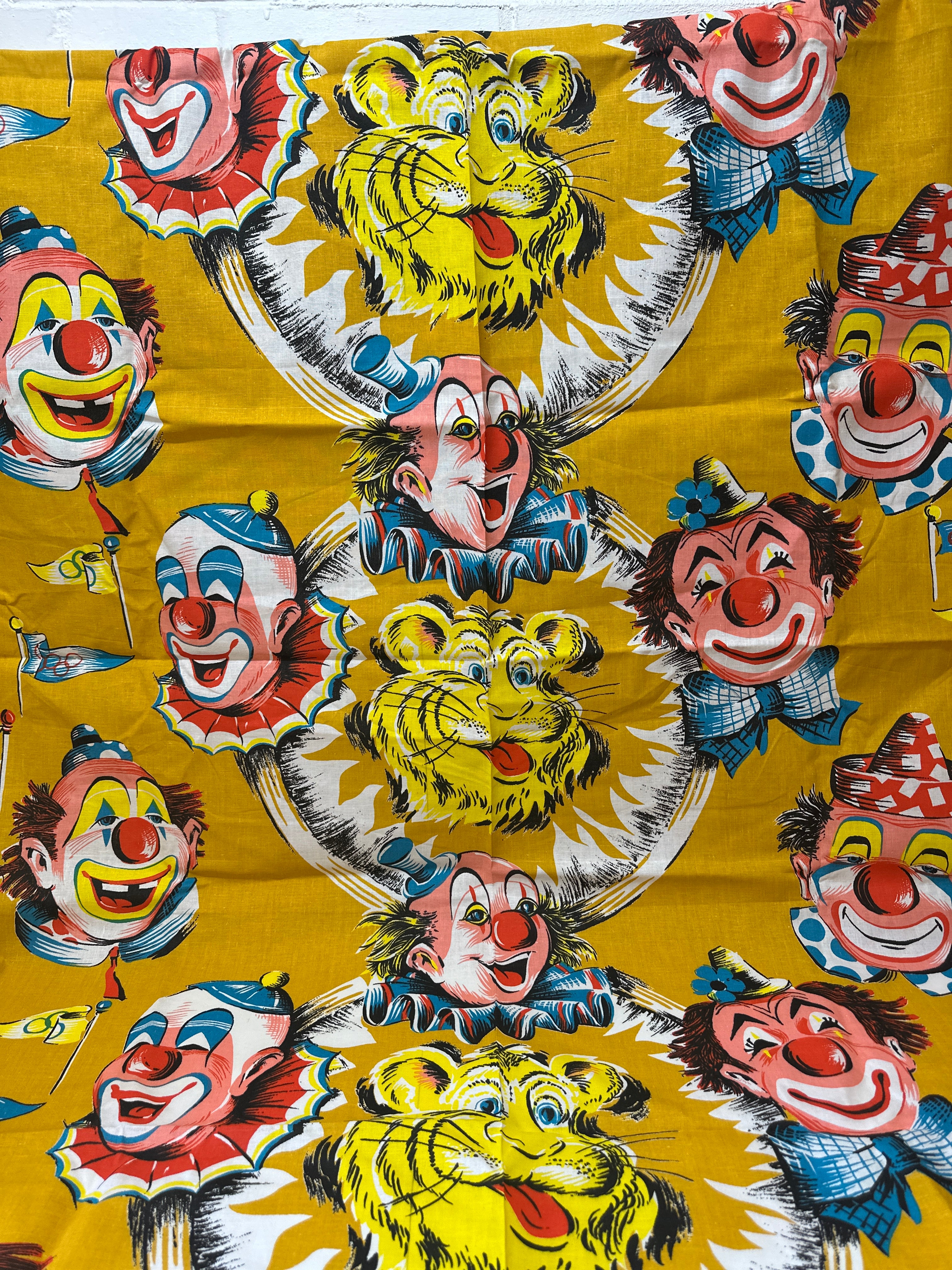 160cms Vintage Clowns Cotton Fabric VERY COOL