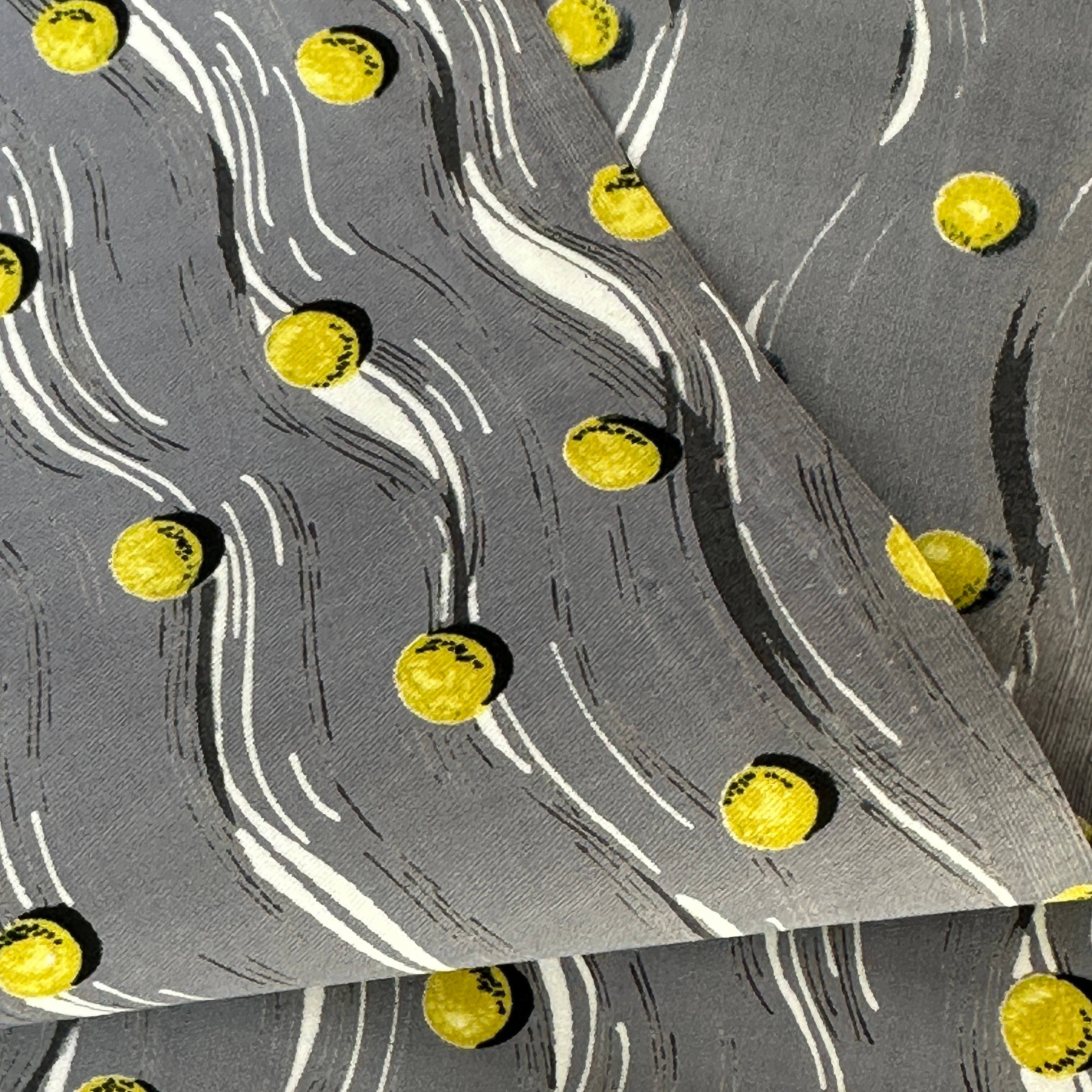 420cms AMAZING Vintage Grey & Yellow Fabric