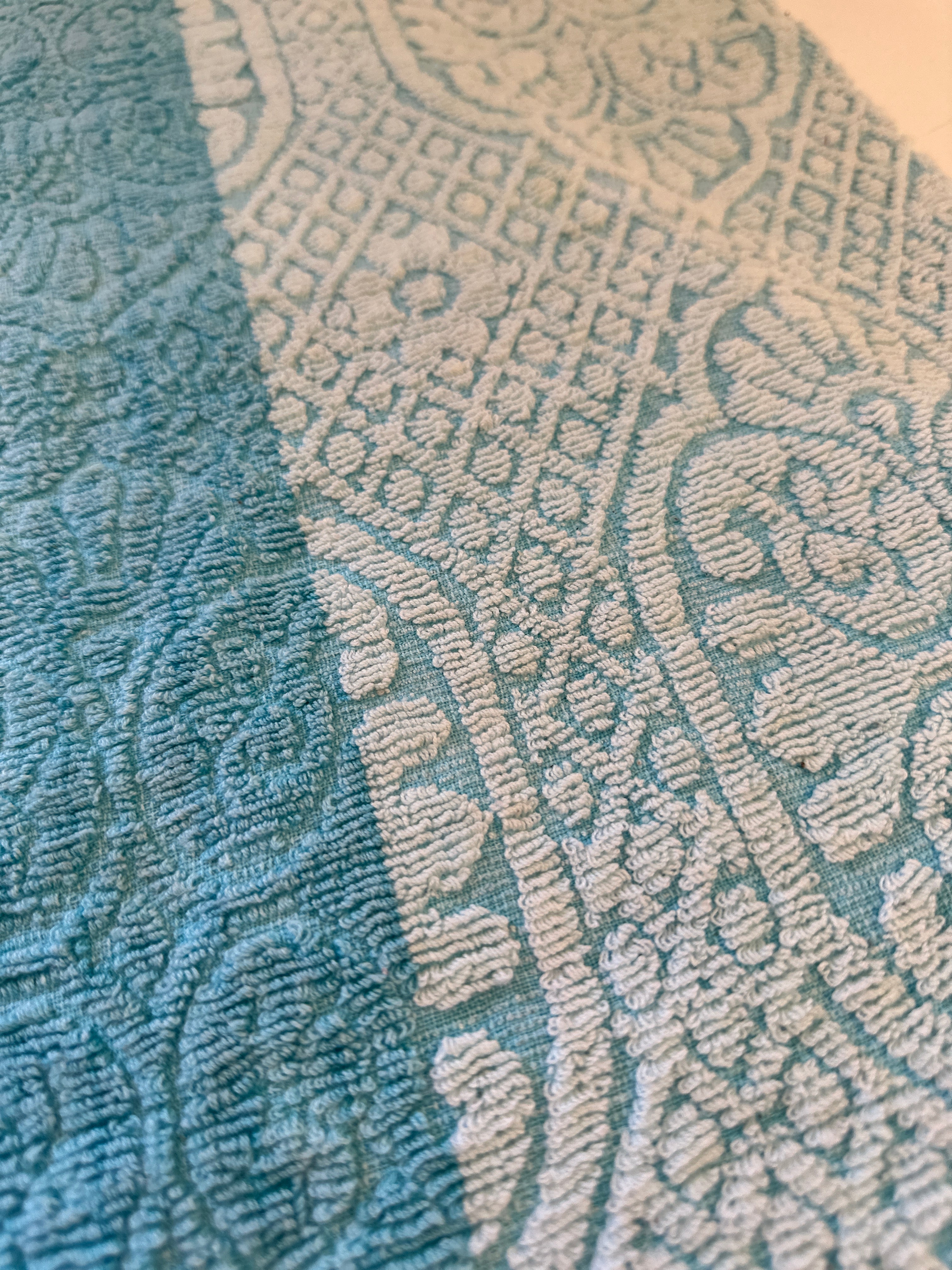 Vintage Blue Cotton Bath Towel