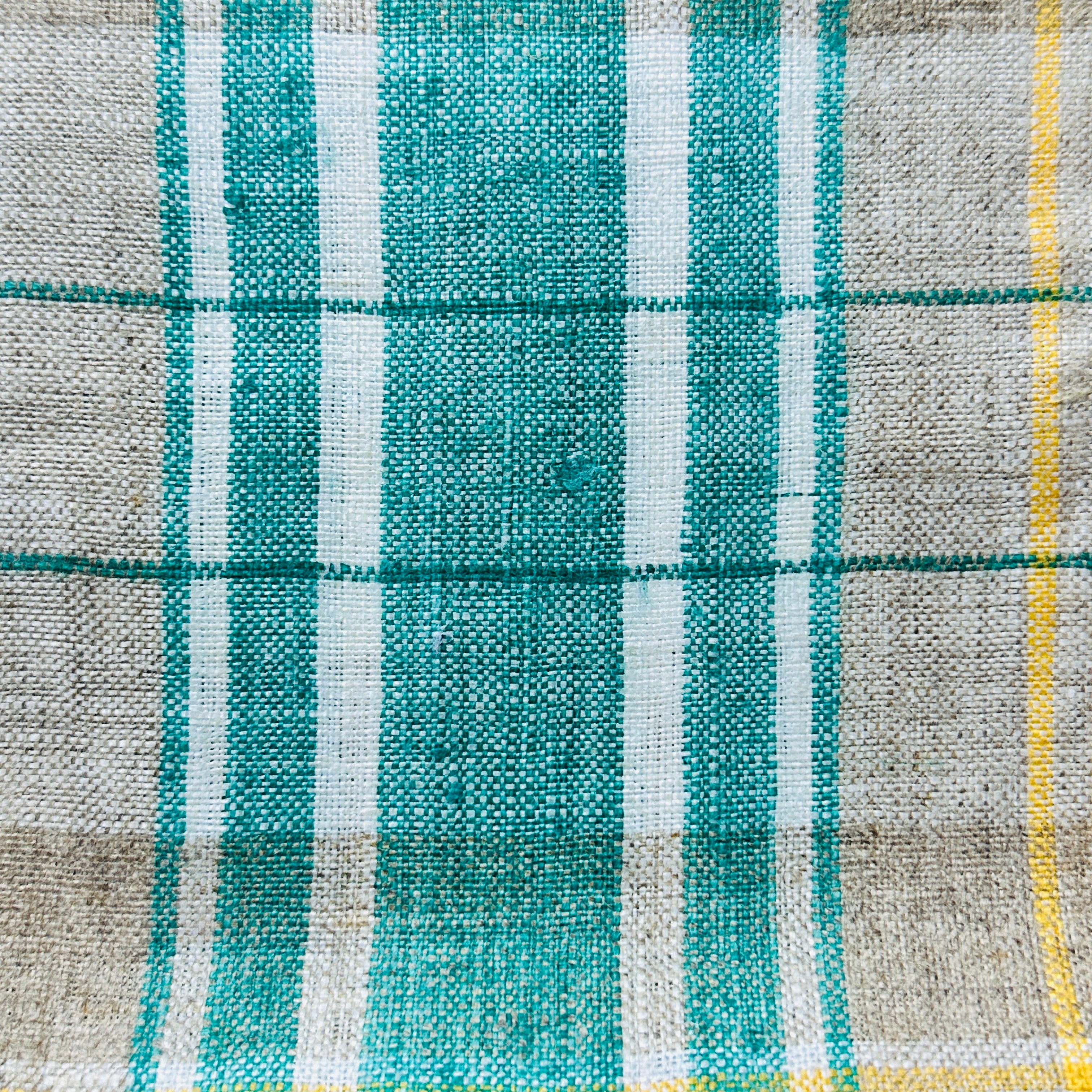130cms Vintage Fabric Checked Green & Brown