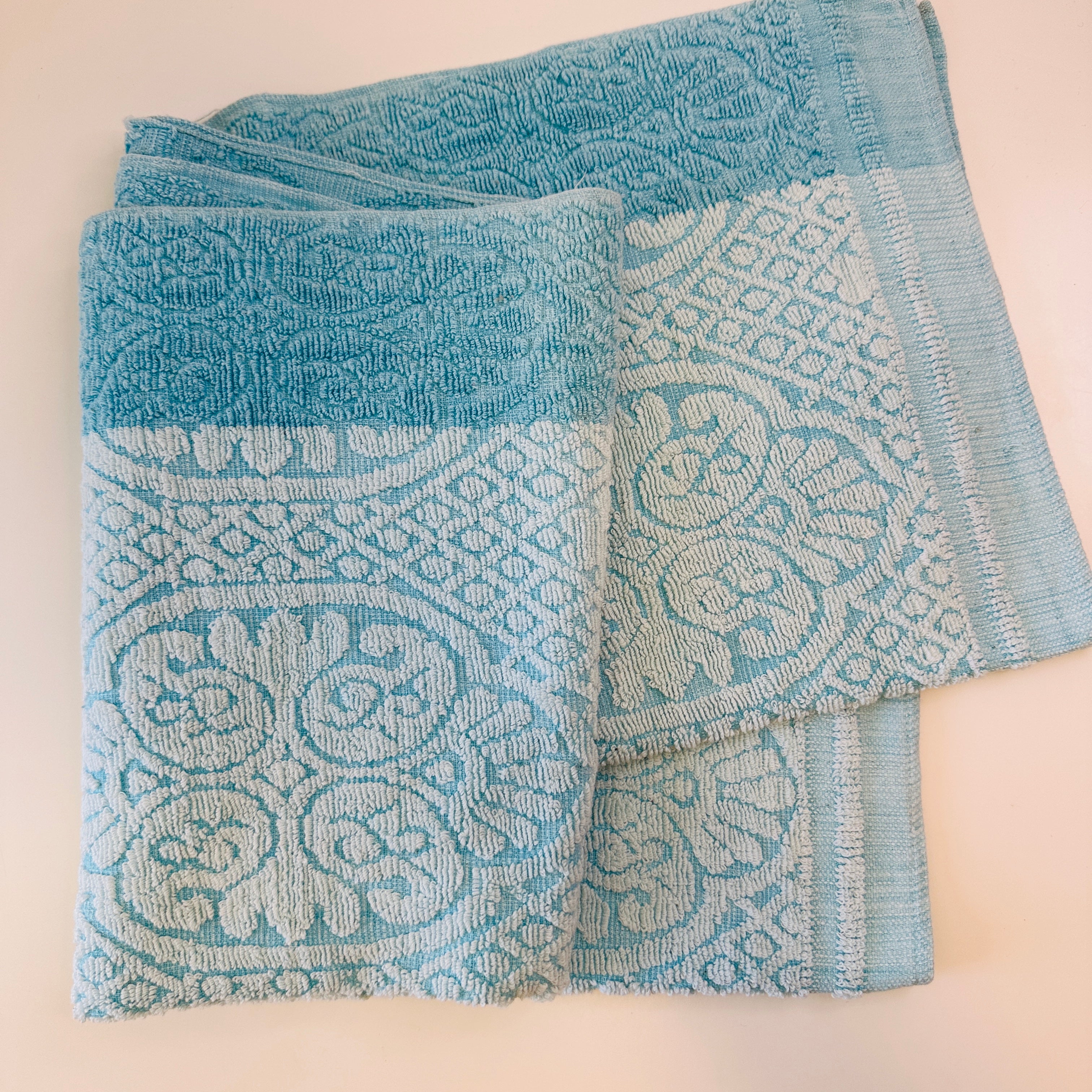 Vintage Blue Cotton Bath Towel
