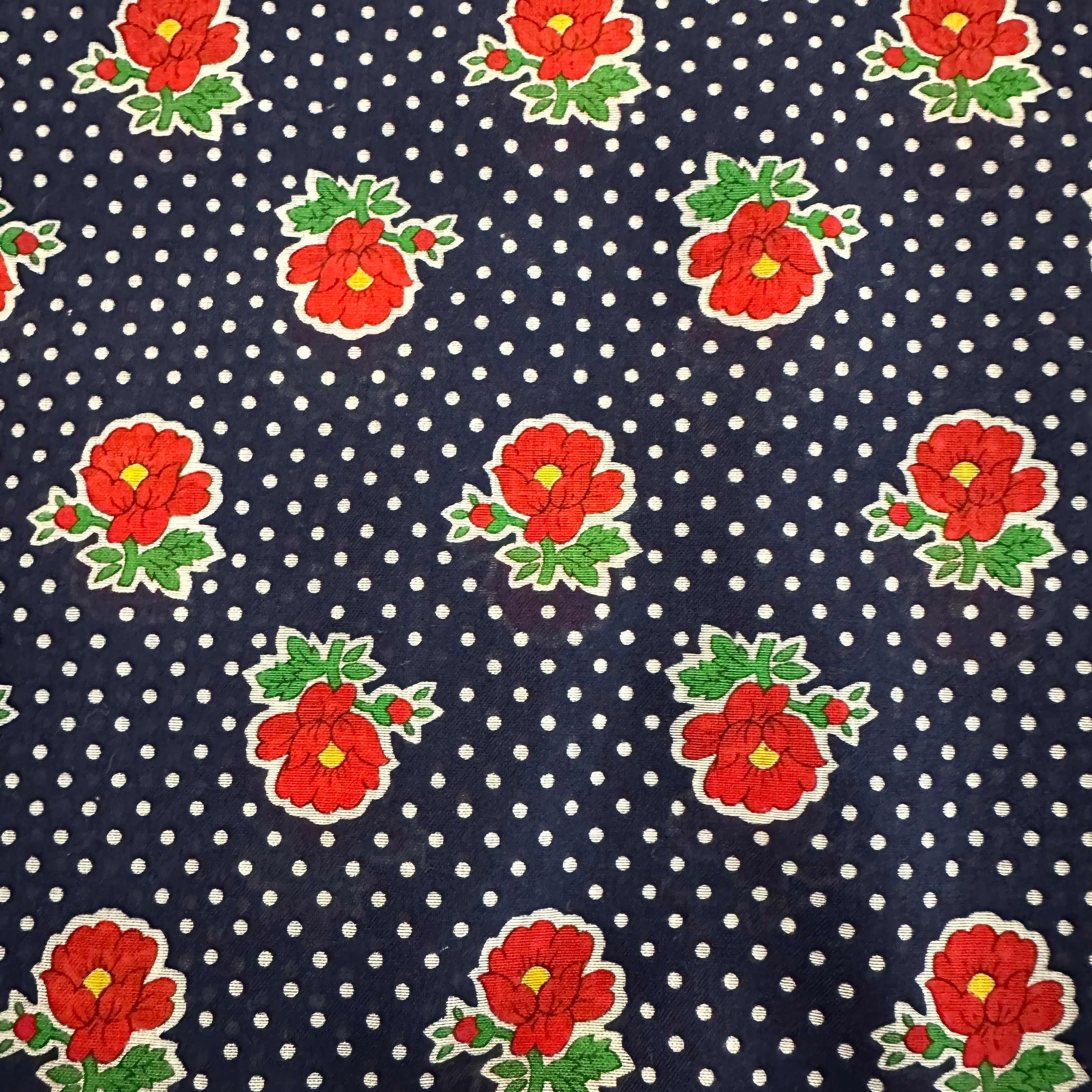 200cms Navy Blue Cotton FABRIC Vintage