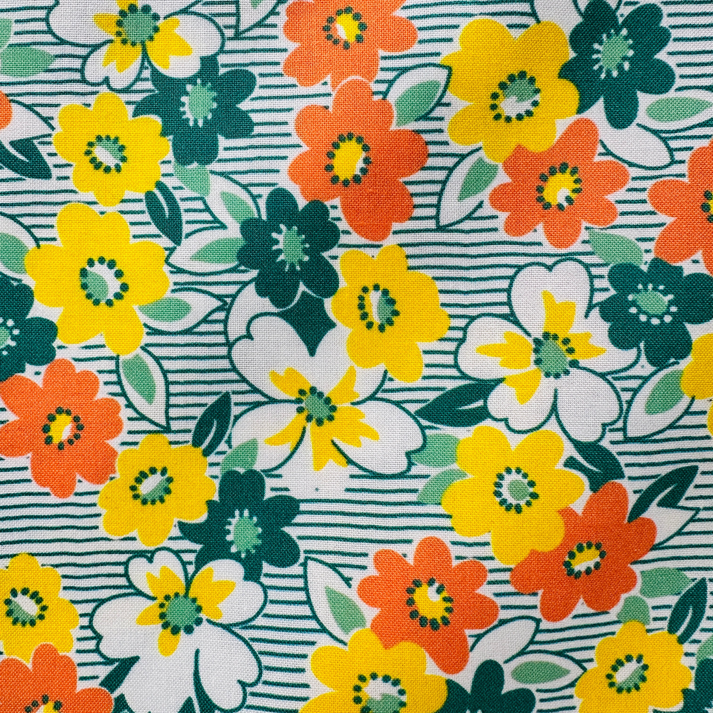 110cms QUILTING All Cotton Pretty Green, Yellow & Orange Fabric Feed Sack