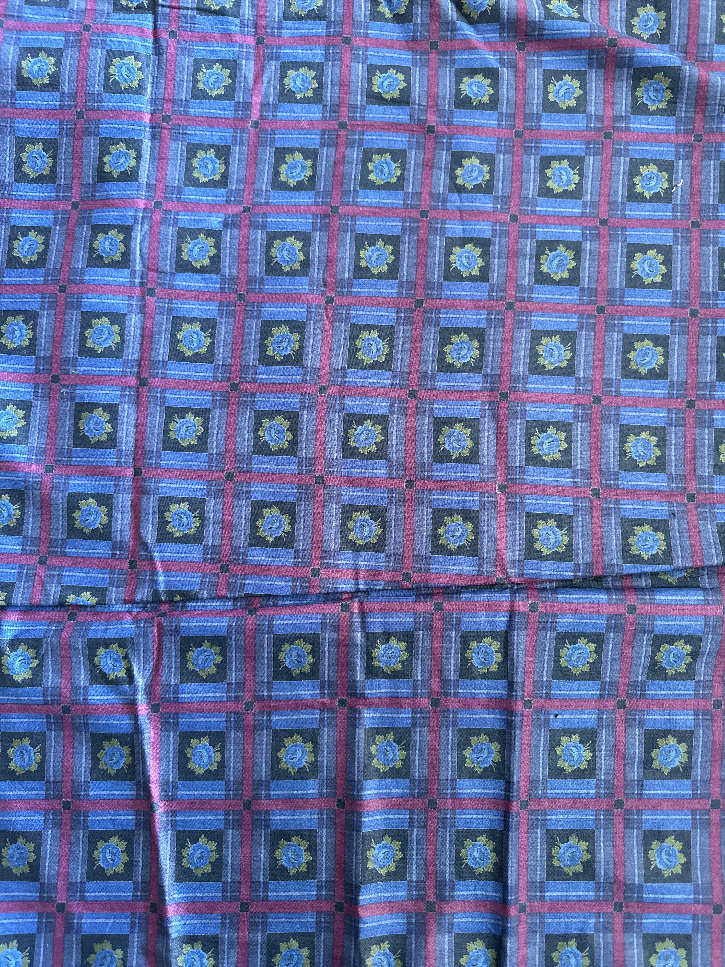 190cms Vintage Blue Cotton Fabric