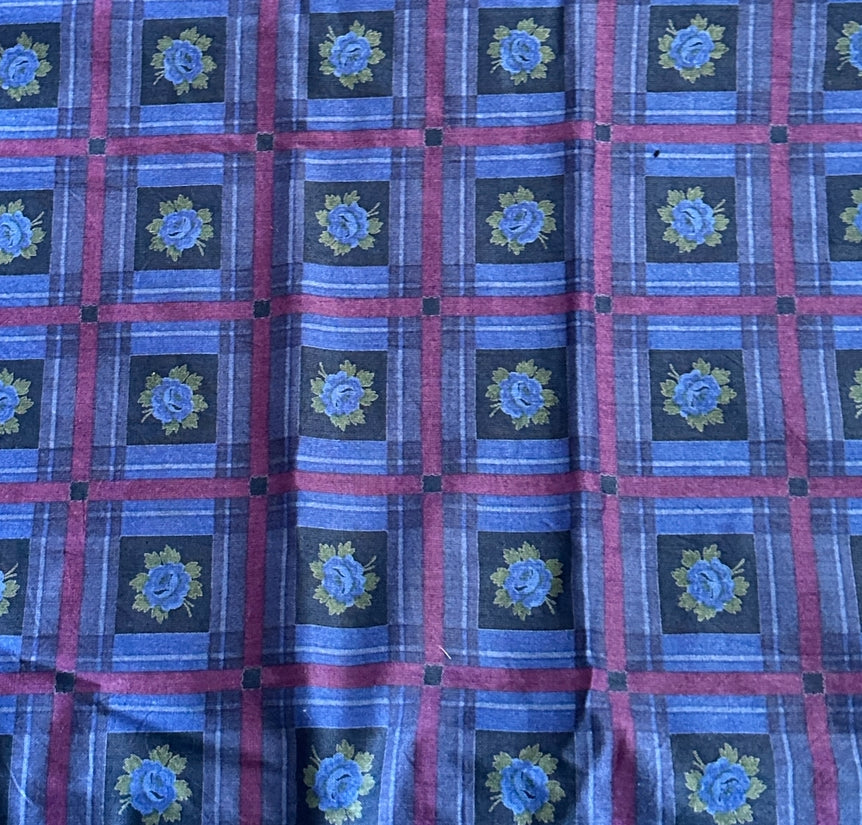 190cms Vintage Blue Cotton Fabric