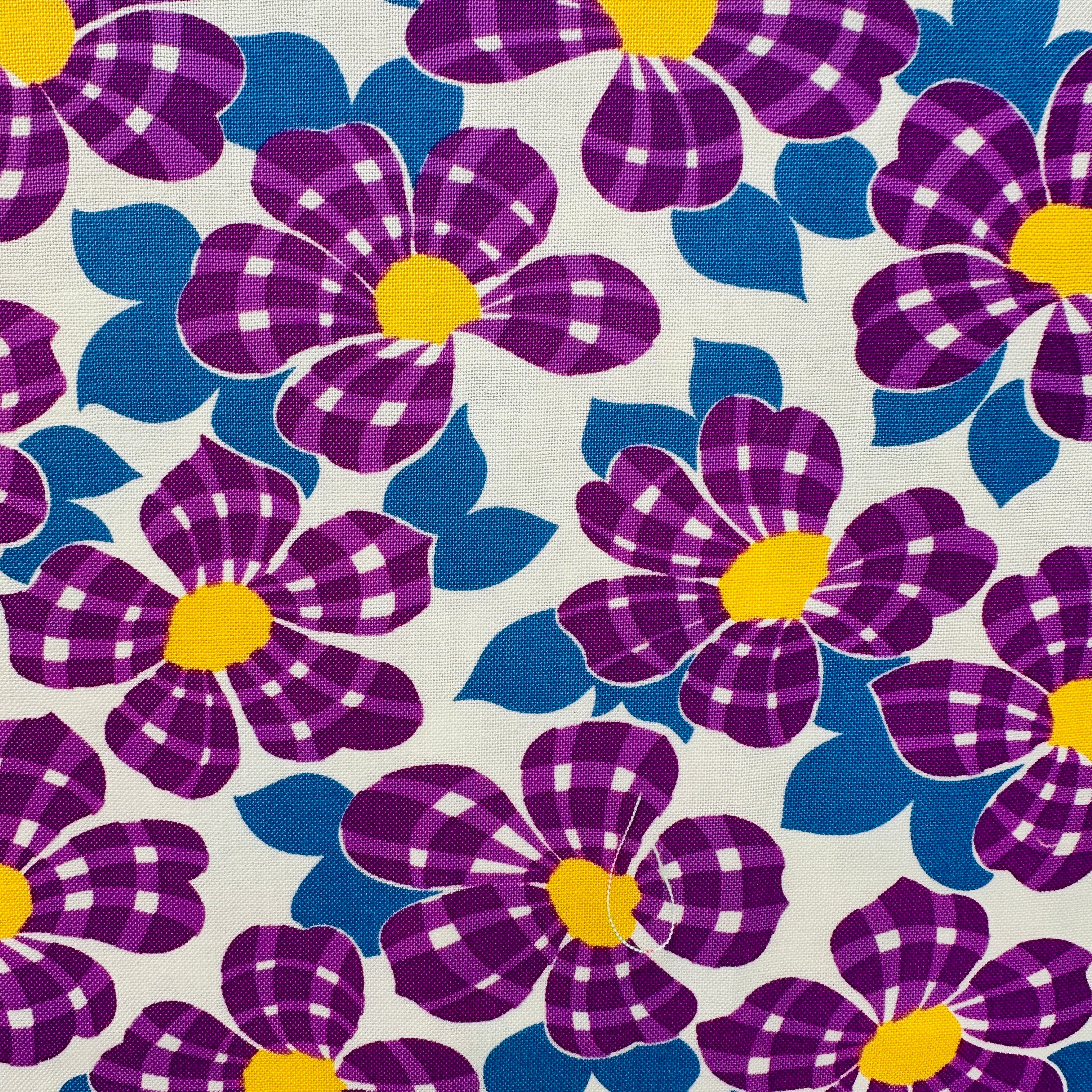 90cms QUILTING All Cotton Purple & Yellow FLORAL Fabric Feed Sack