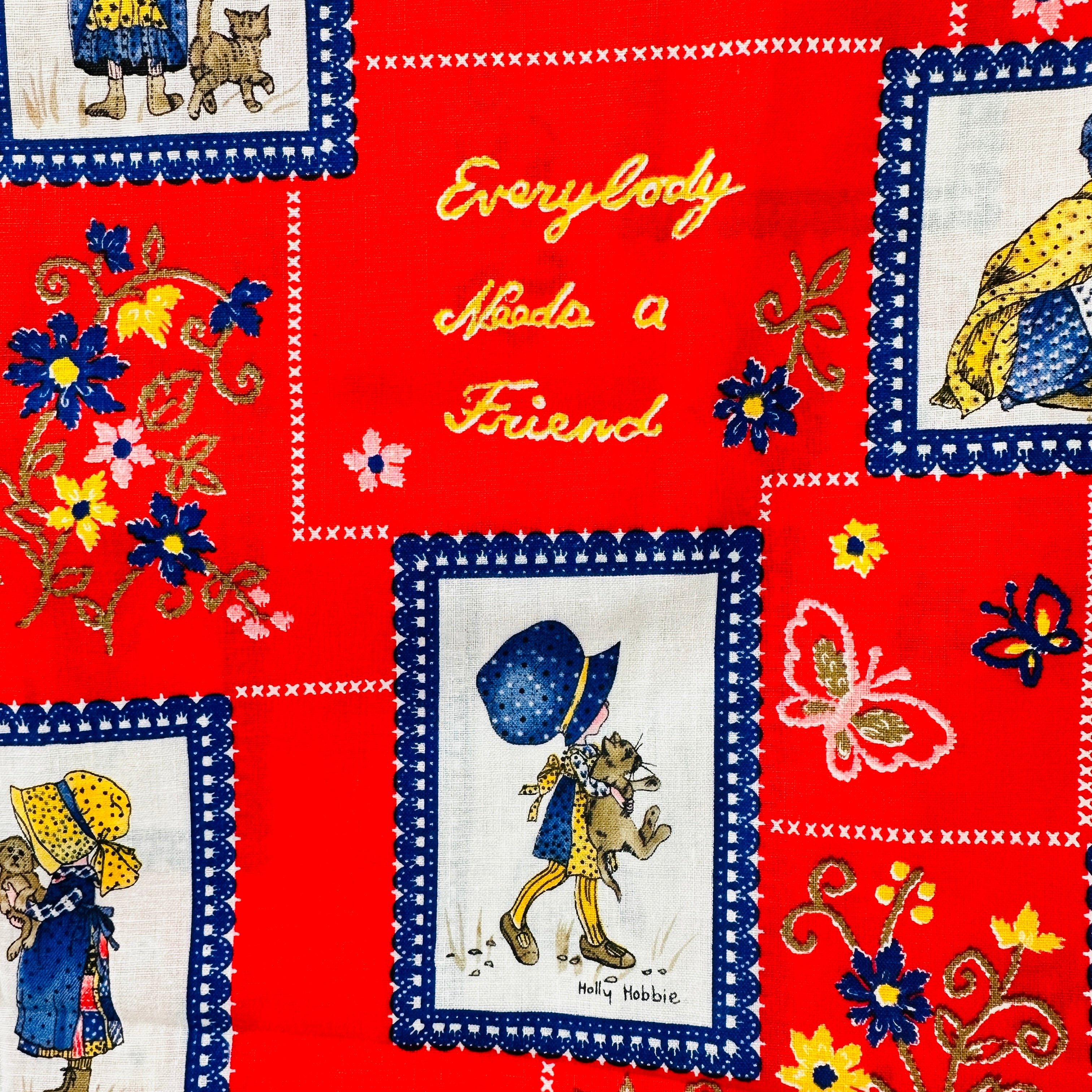 200cms Vintage HOLLY HOBBIE Fabric Cotton Red
